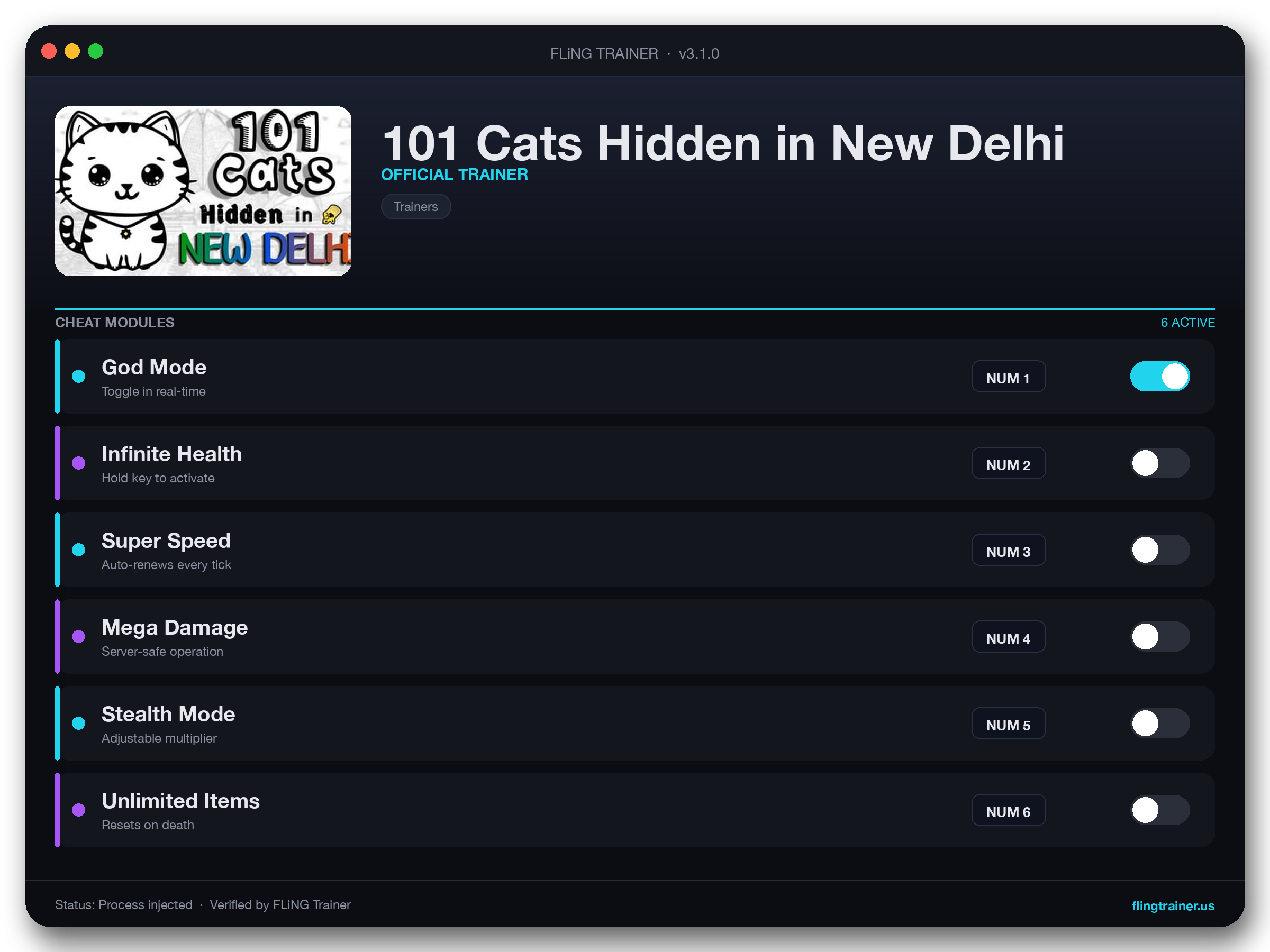 101 Cats Hidden in New Delhi Trainer interface