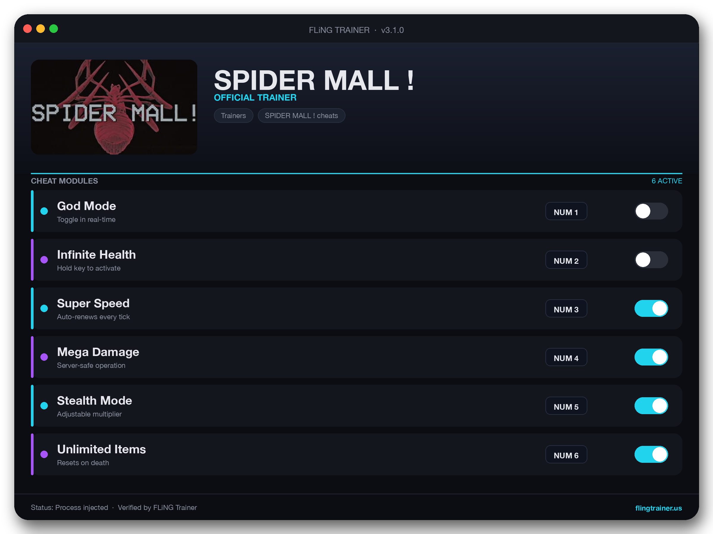 SPIDER MALL ! Trainer interface