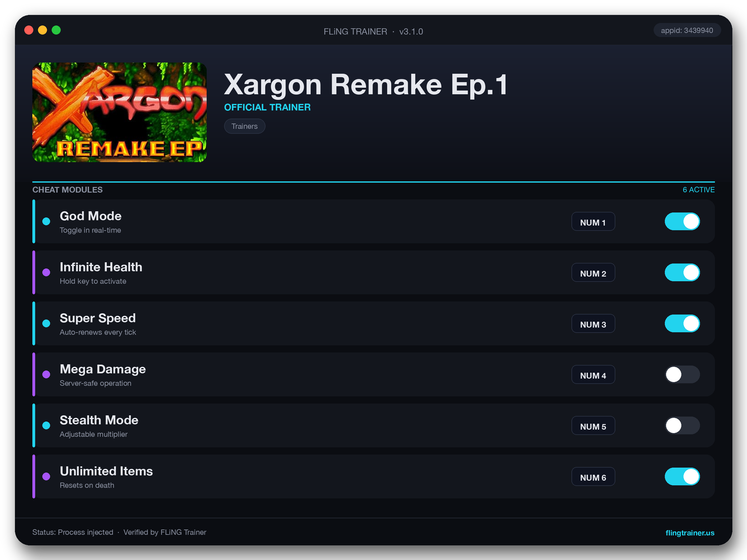 Xargon Remake Ep.1 Trainer interface