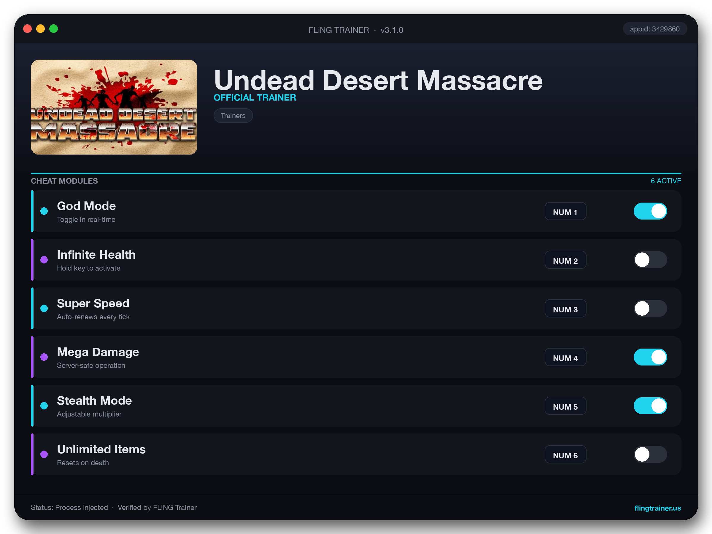 Undead Desert Massacre Trainer interface