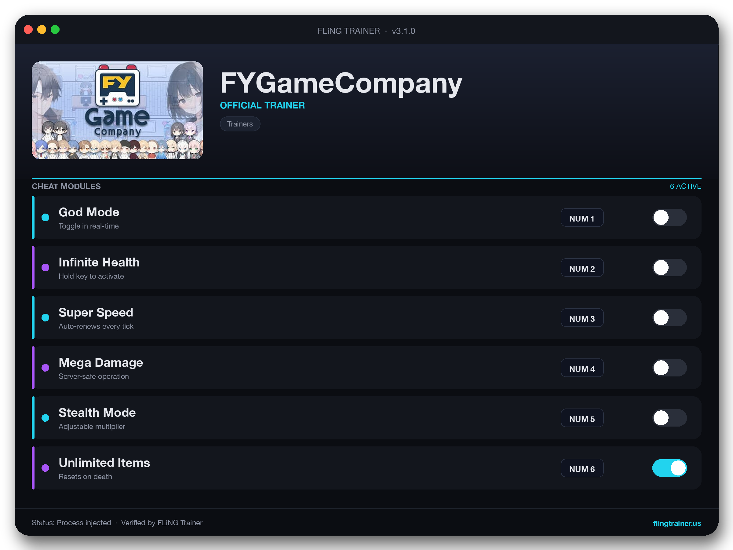 FYGameCompany Trainer interface