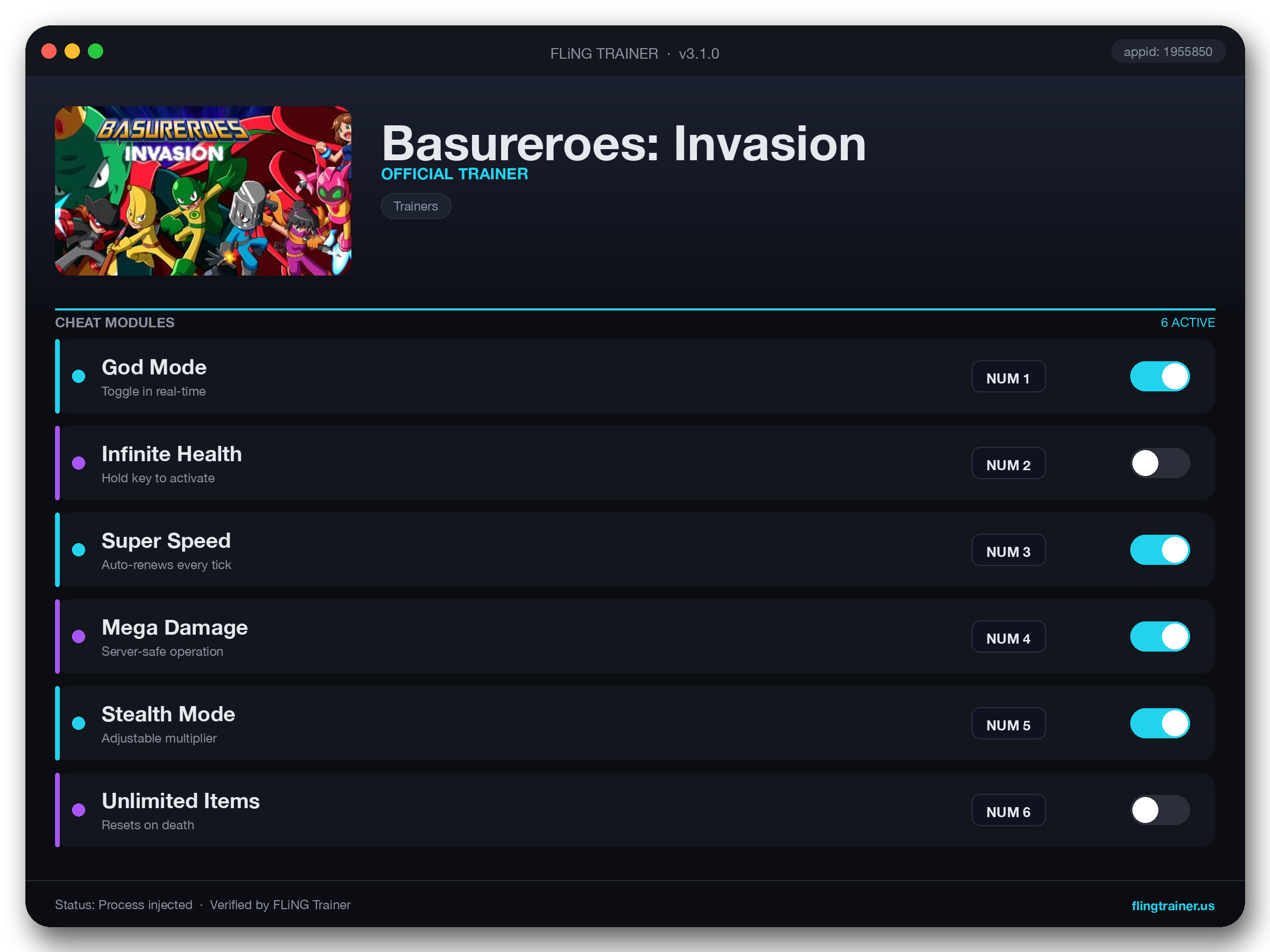 Basureroes: Invasion Trainer interface
