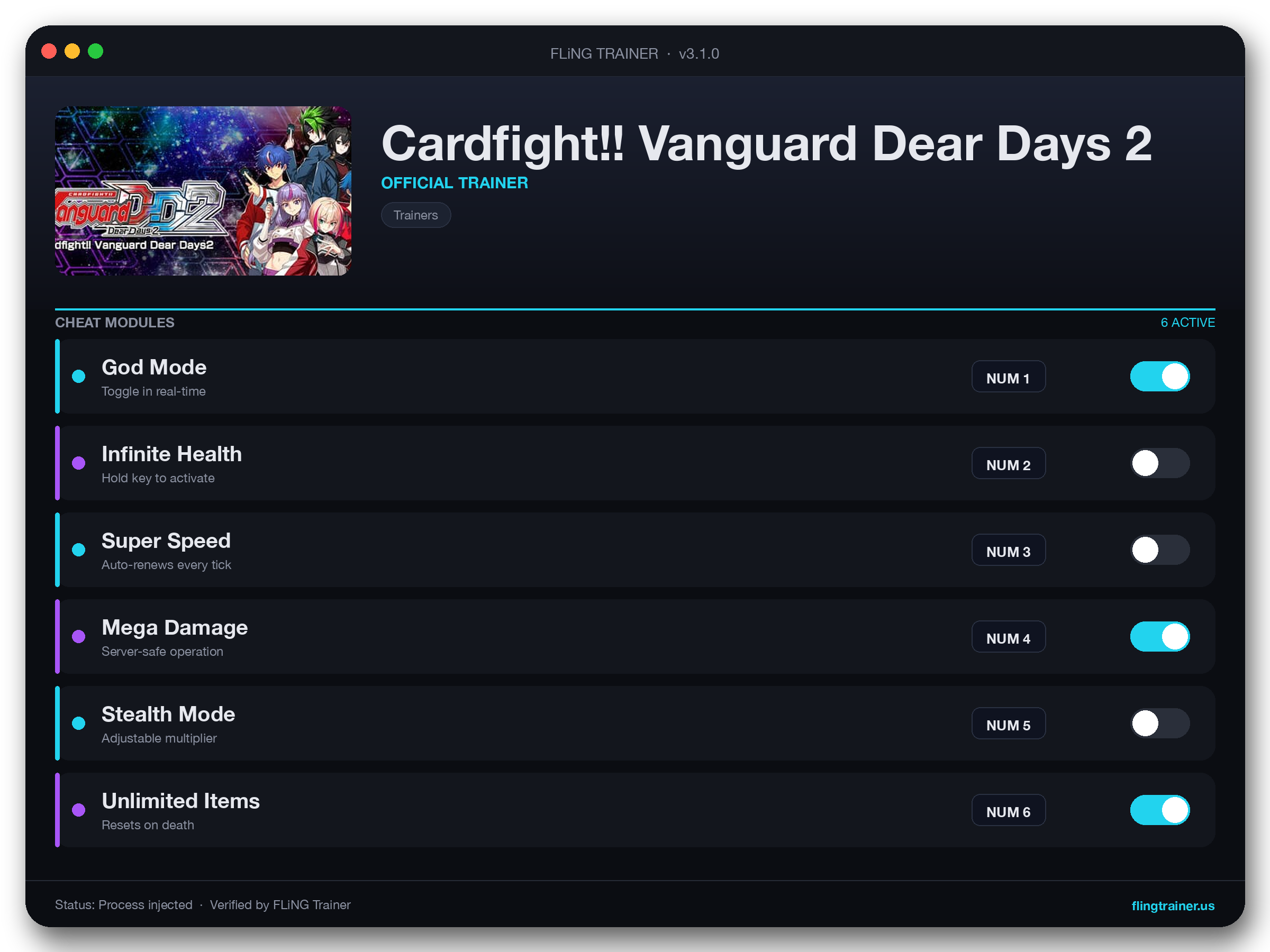 Cardfight!! Vanguard Dear Days 2 Trainer interface