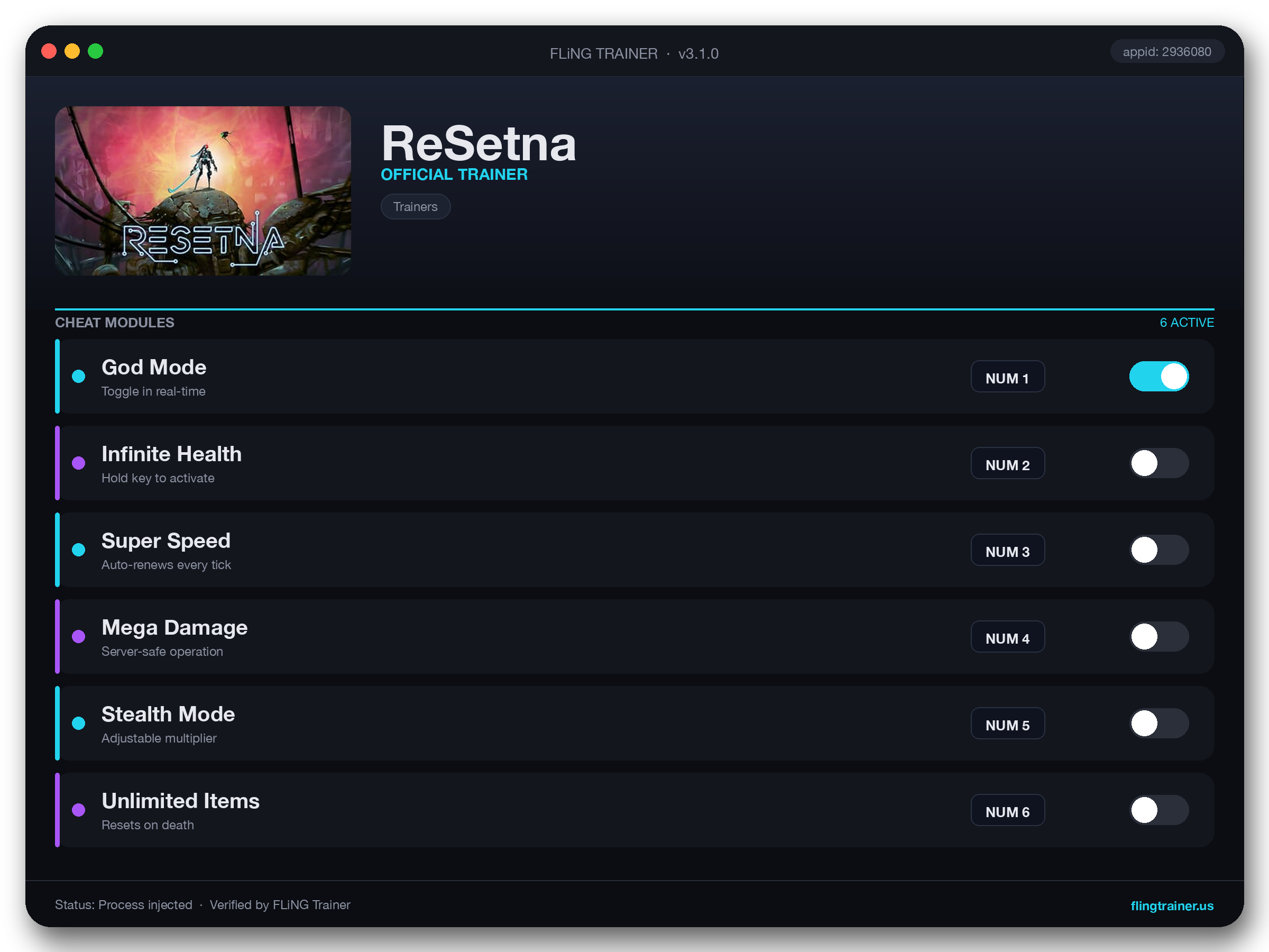 ReSetna Trainer interface