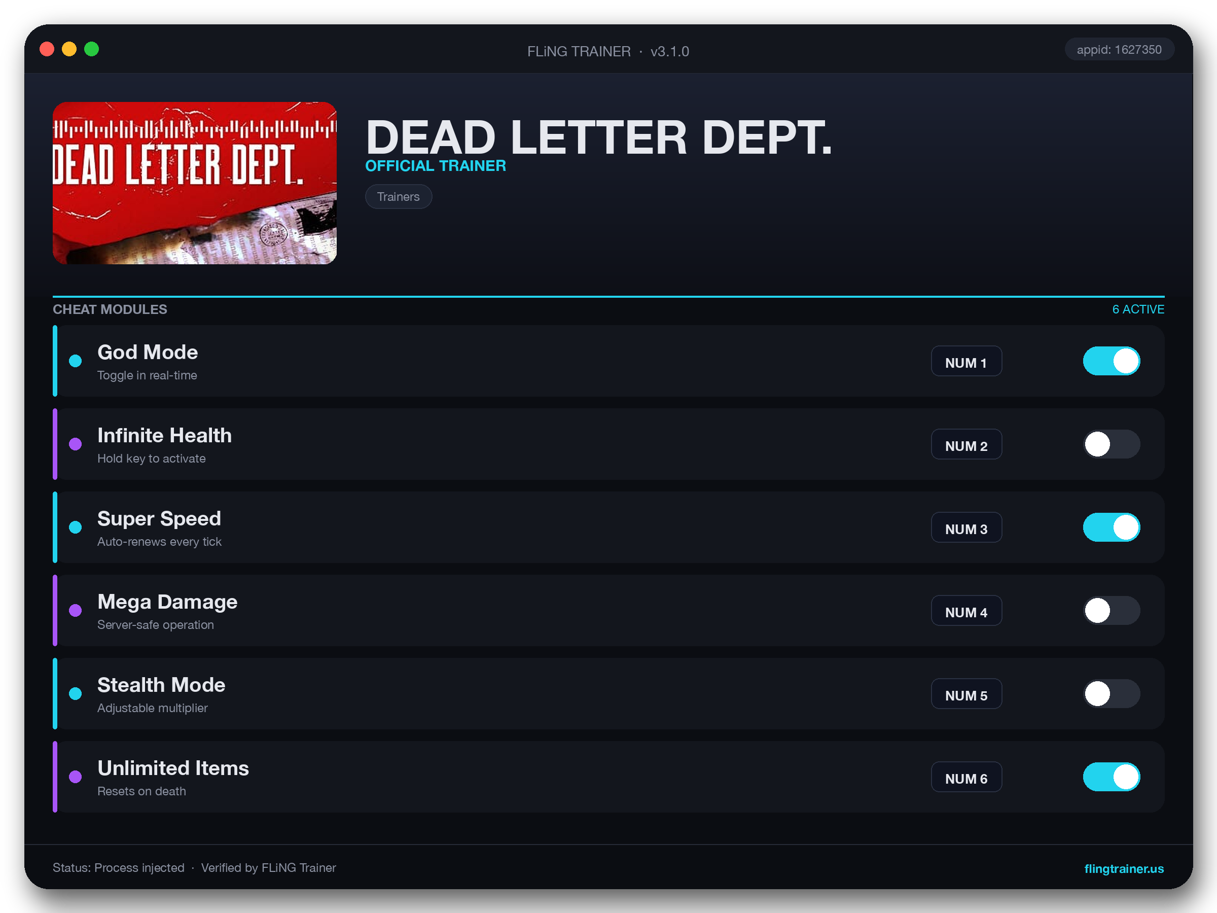DEAD LETTER DEPT. Trainer interface