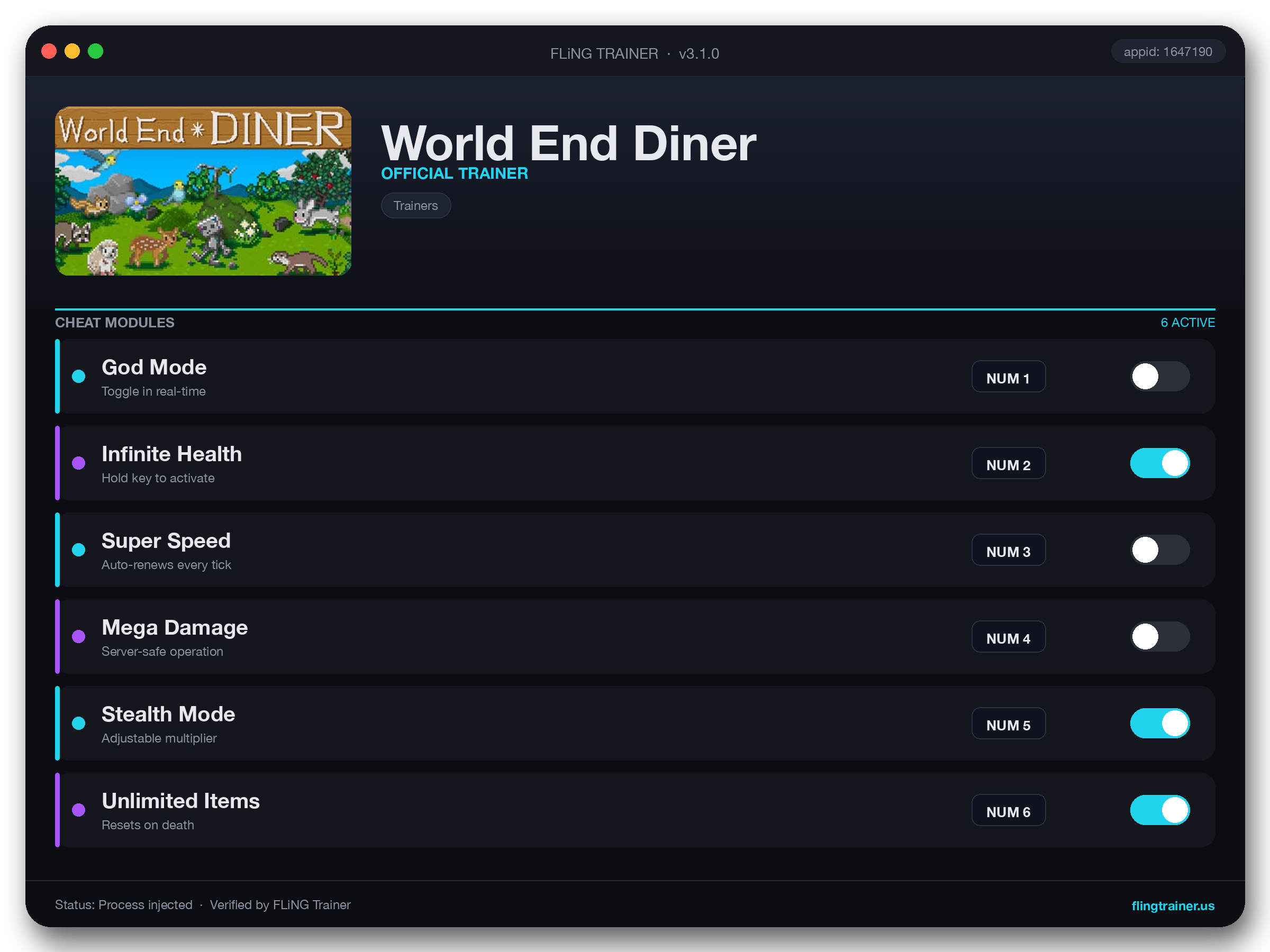 World End Diner Trainer interface