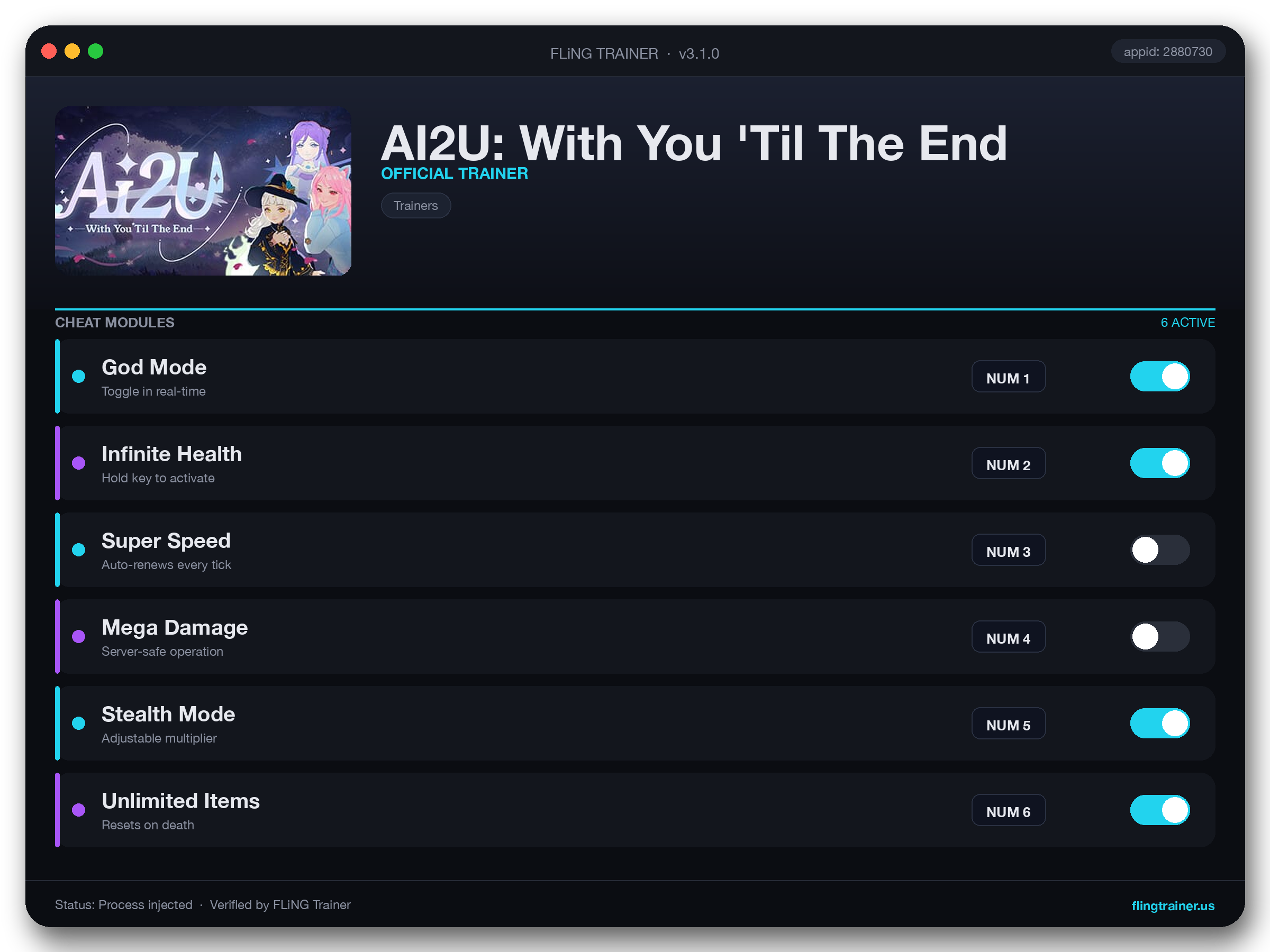 AI2U: With You 'Til The End Trainer interface