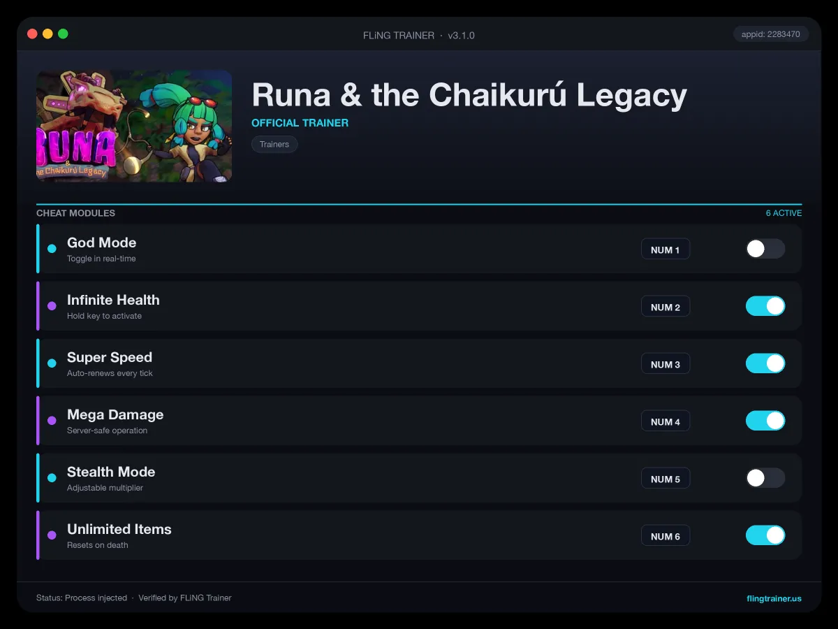 Runa & the Chaikurú Legacy Trainer interface