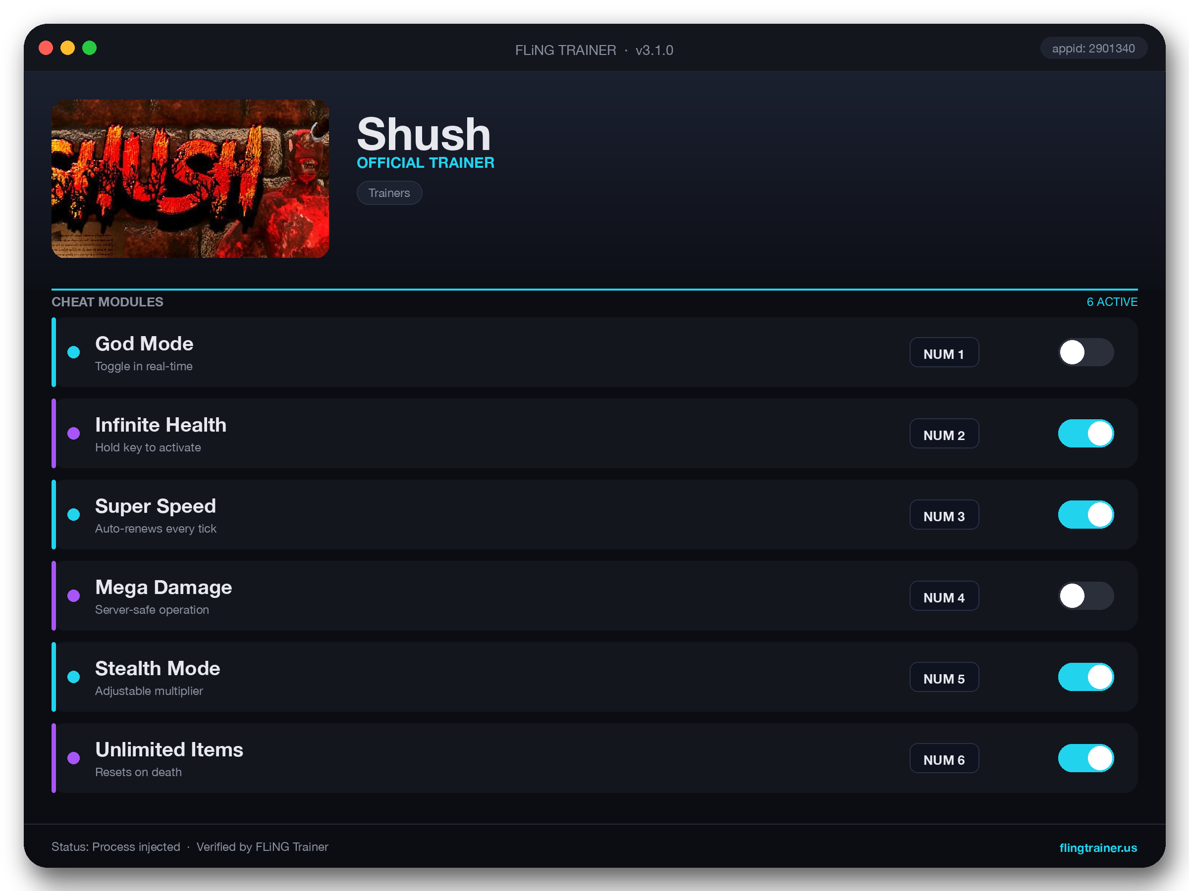 Shush Trainer interface