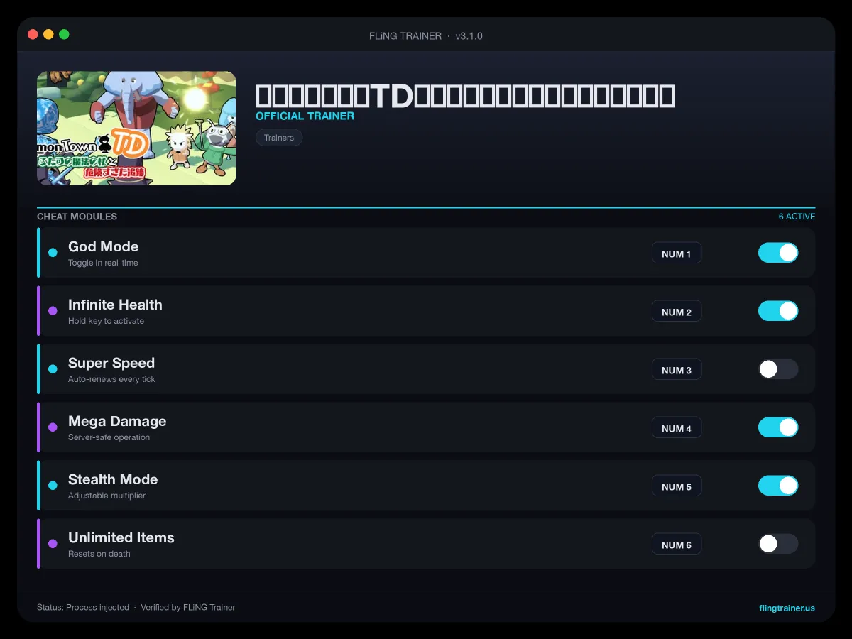 シーモンタウンTDふたつの魔法の杖と危険すぎた追跡 Trainer interface