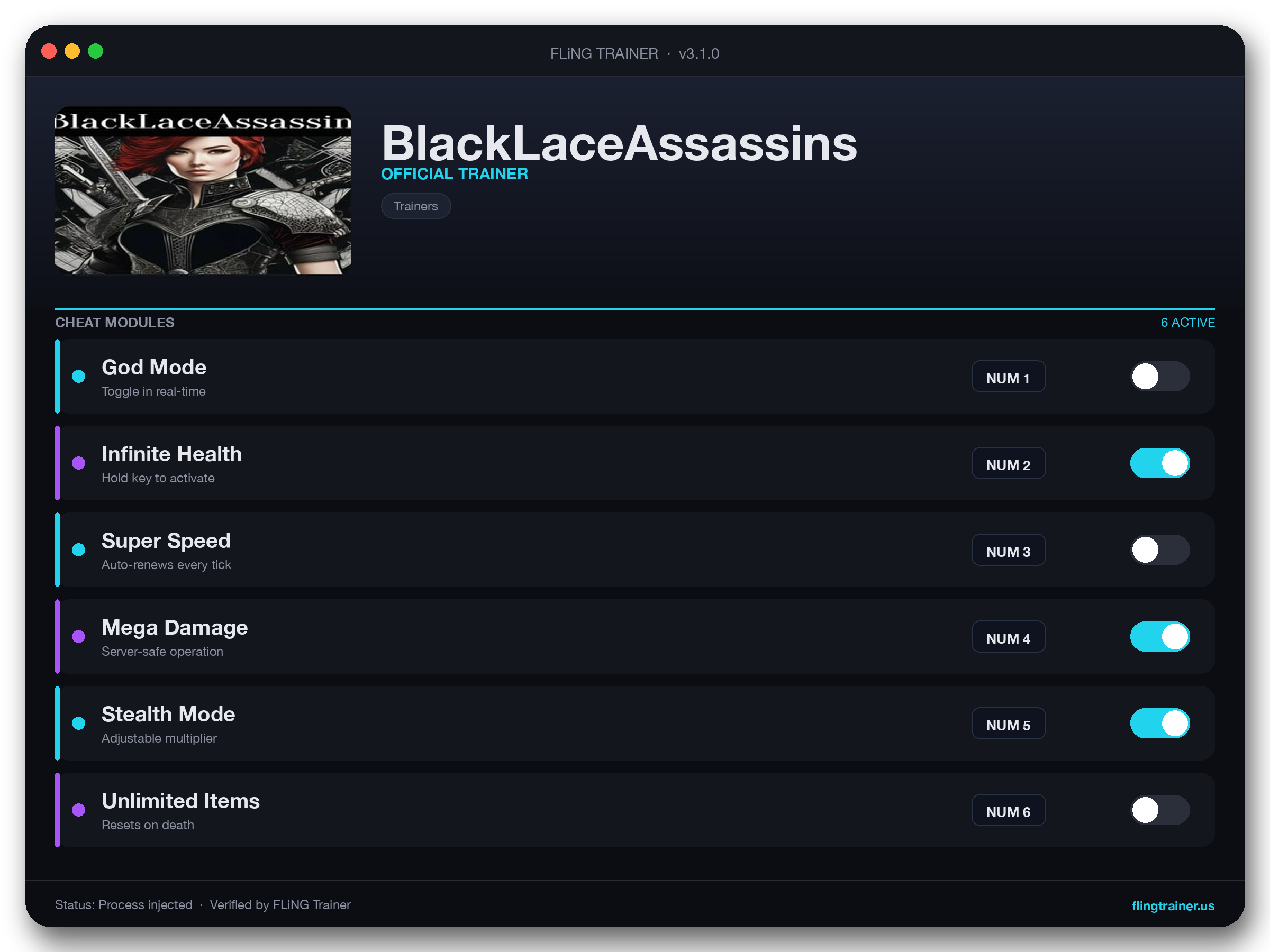 BlackLaceAssassins Trainer interface