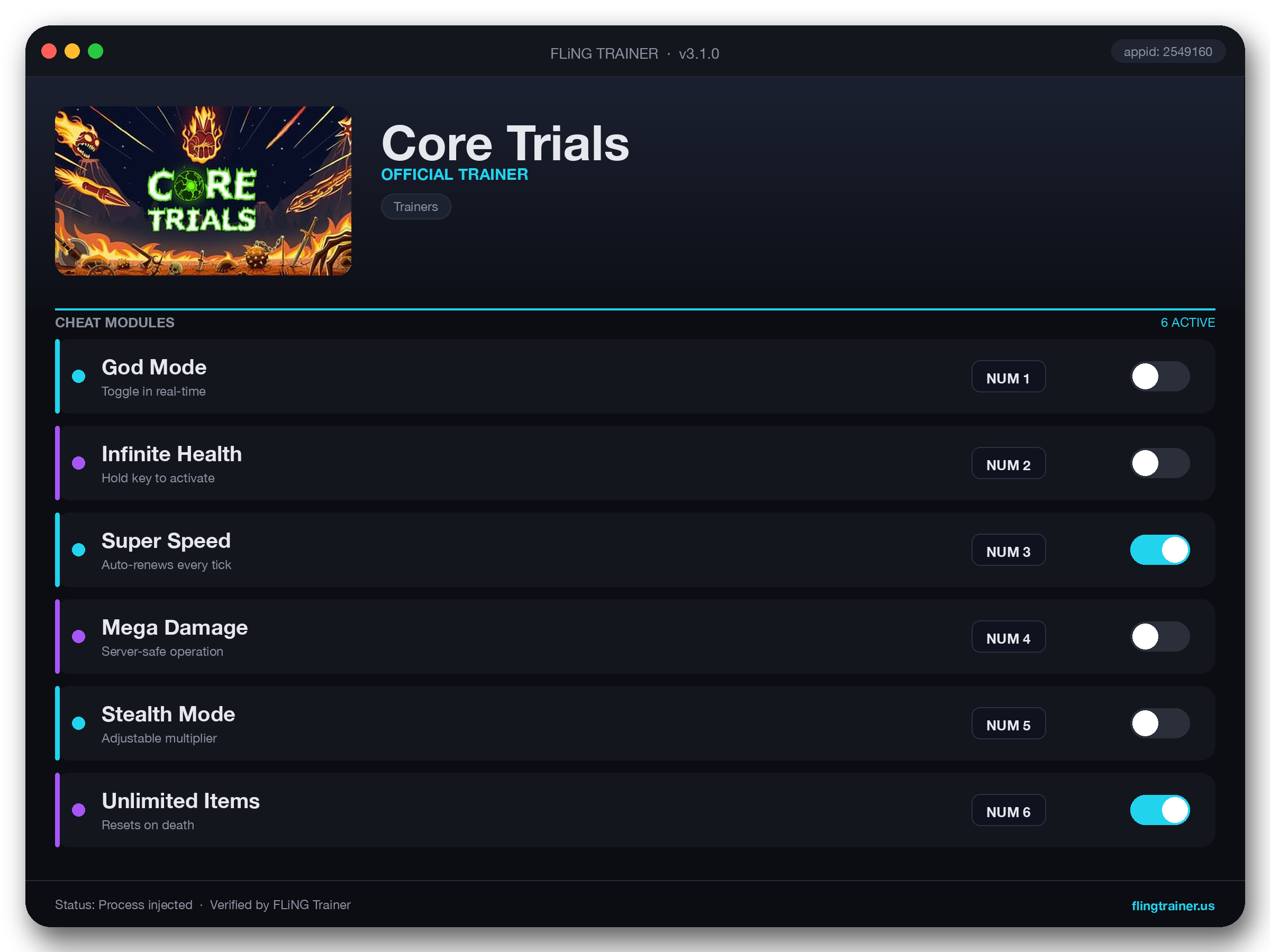 Core Trials Trainer interface