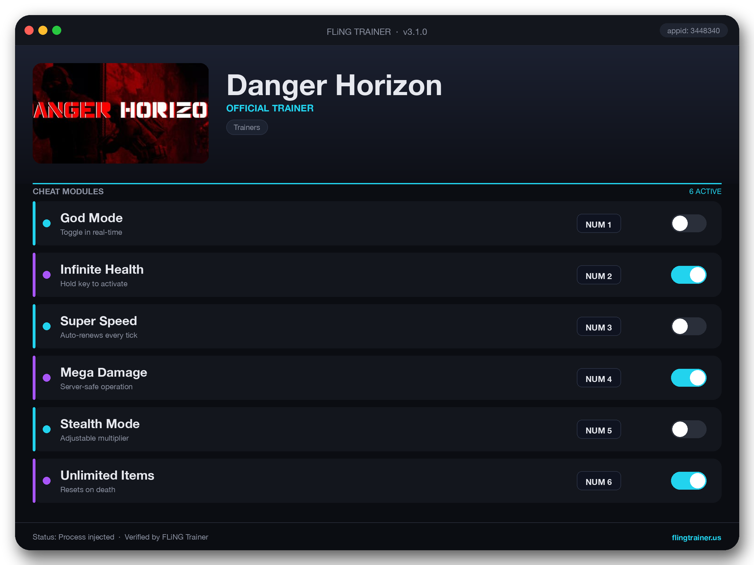 Danger Horizon Trainer interface