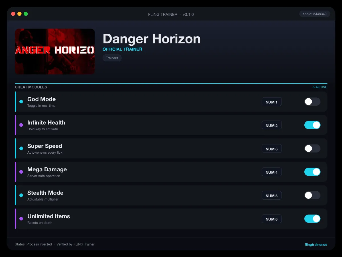 Danger Horizon Trainer interface