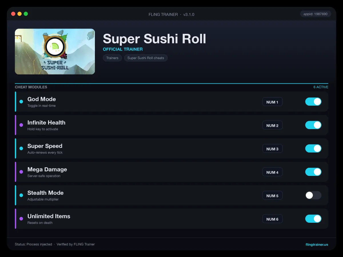 Super Sushi Roll Trainer interface