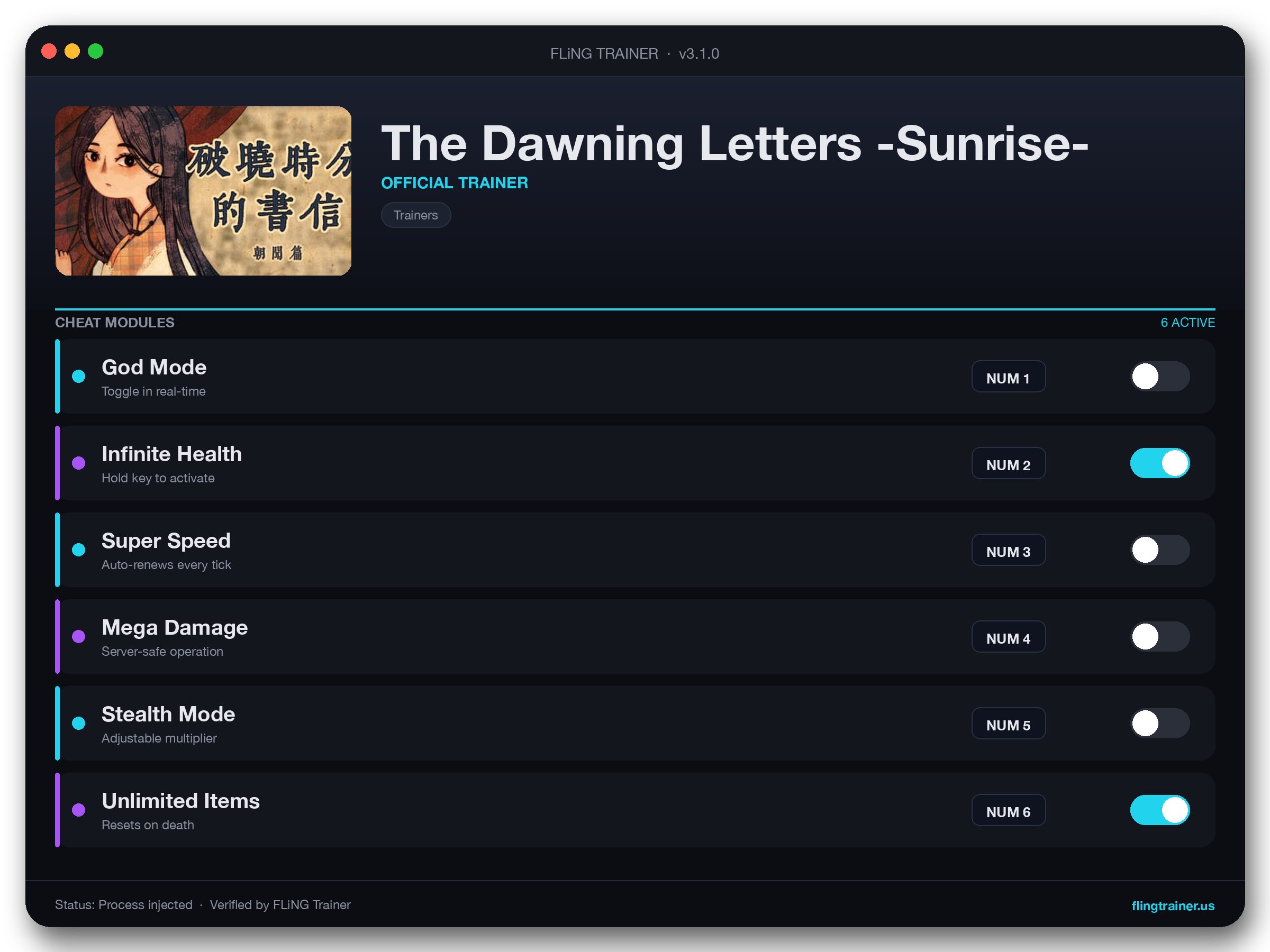 The Dawning Letters -Sunrise- Trainer interface