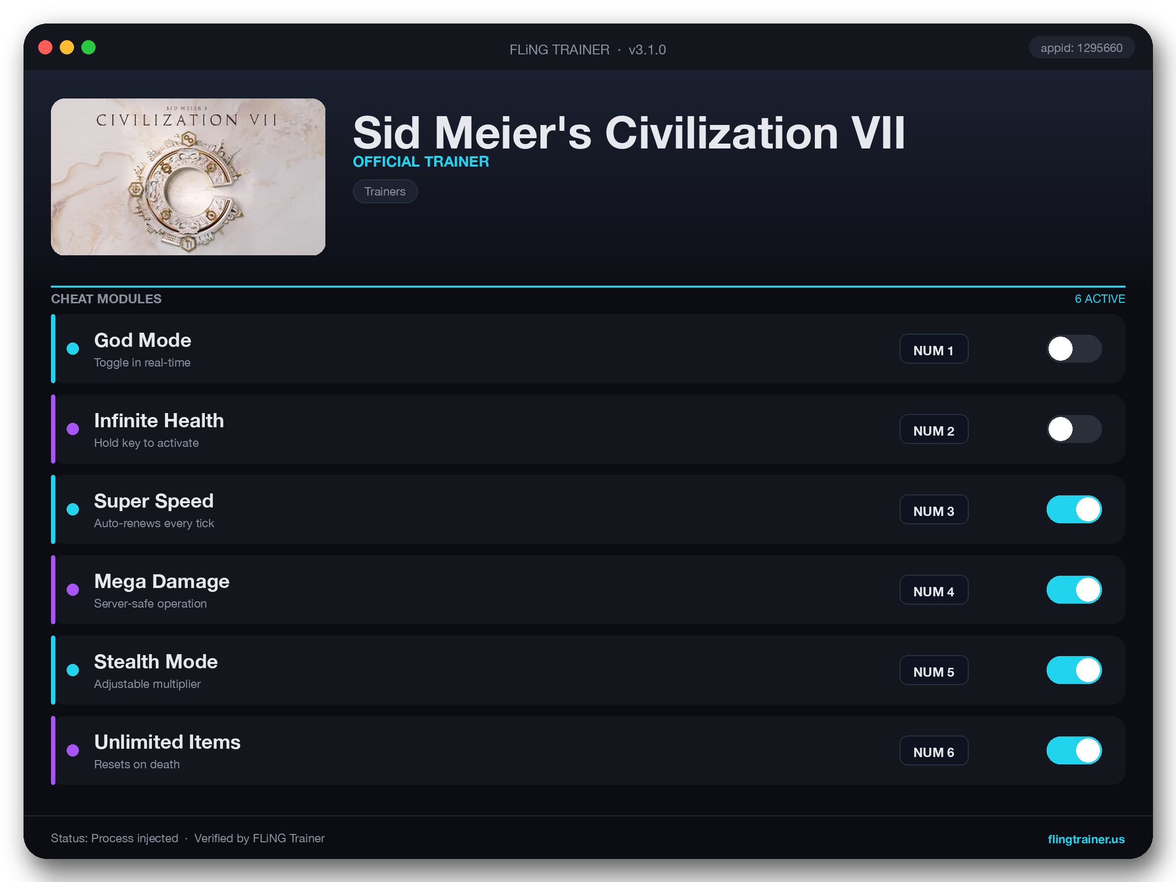 Sid Meier's Civilization VII Trainer interface