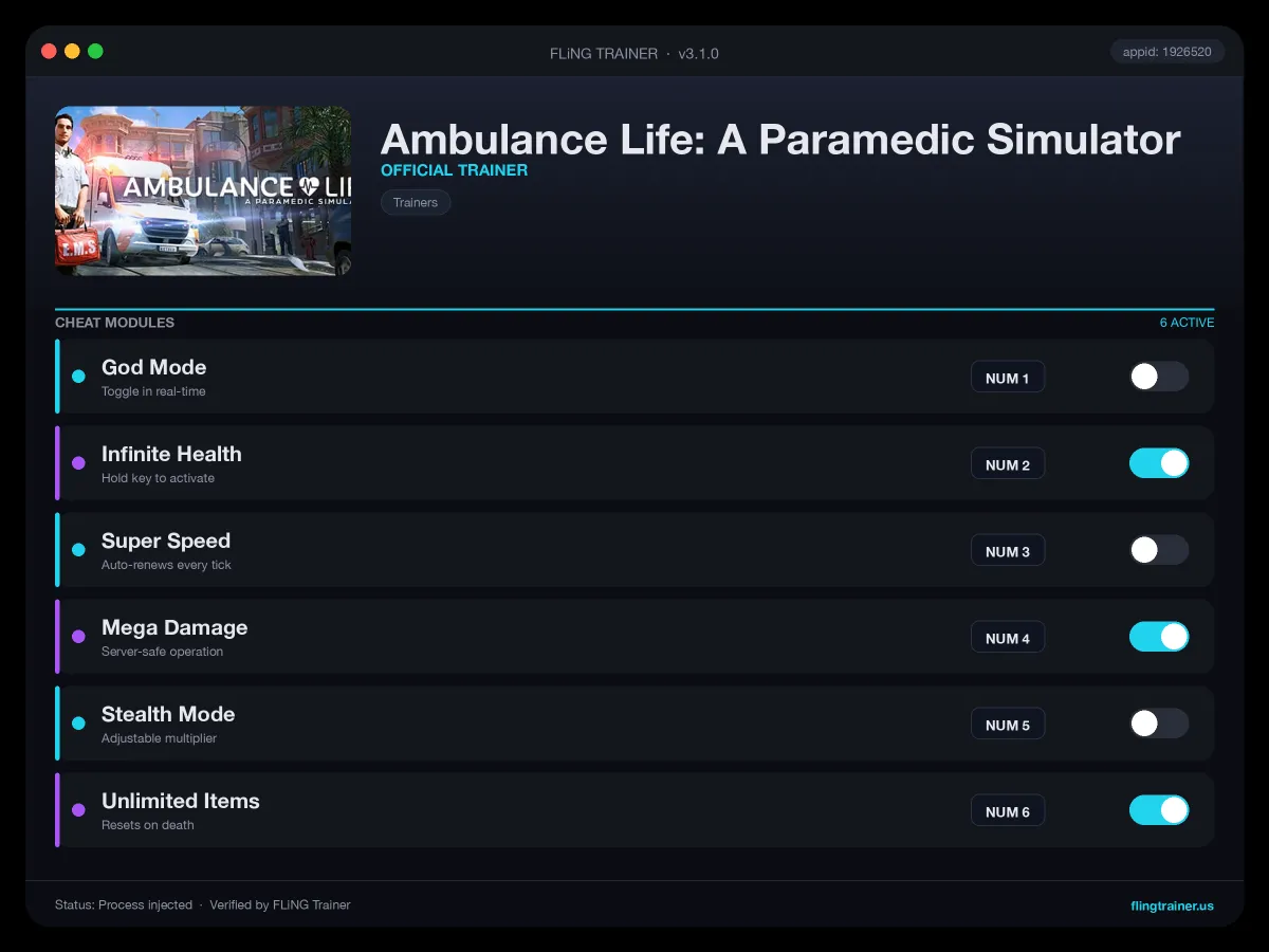 Ambulance Life: A Paramedic Simulator Trainer interface