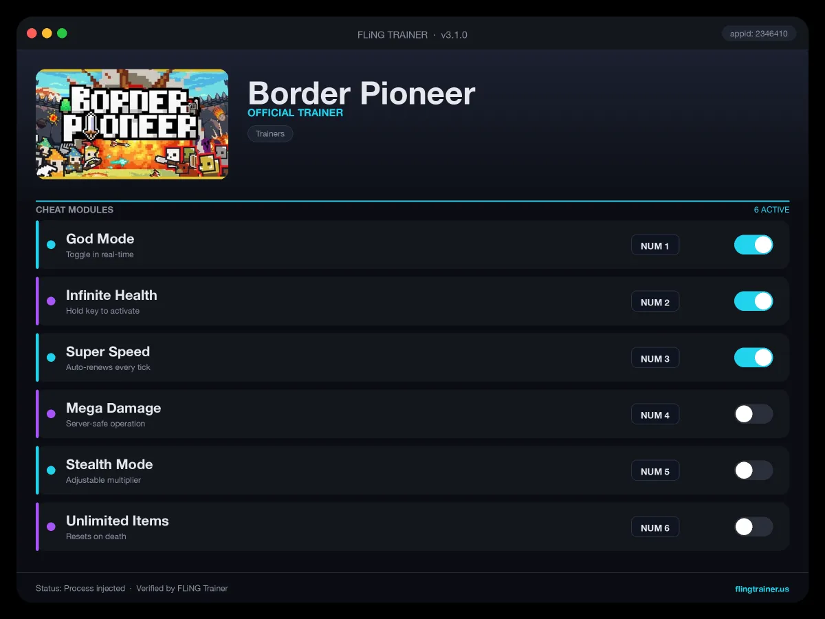 Border Pioneer Trainer interface
