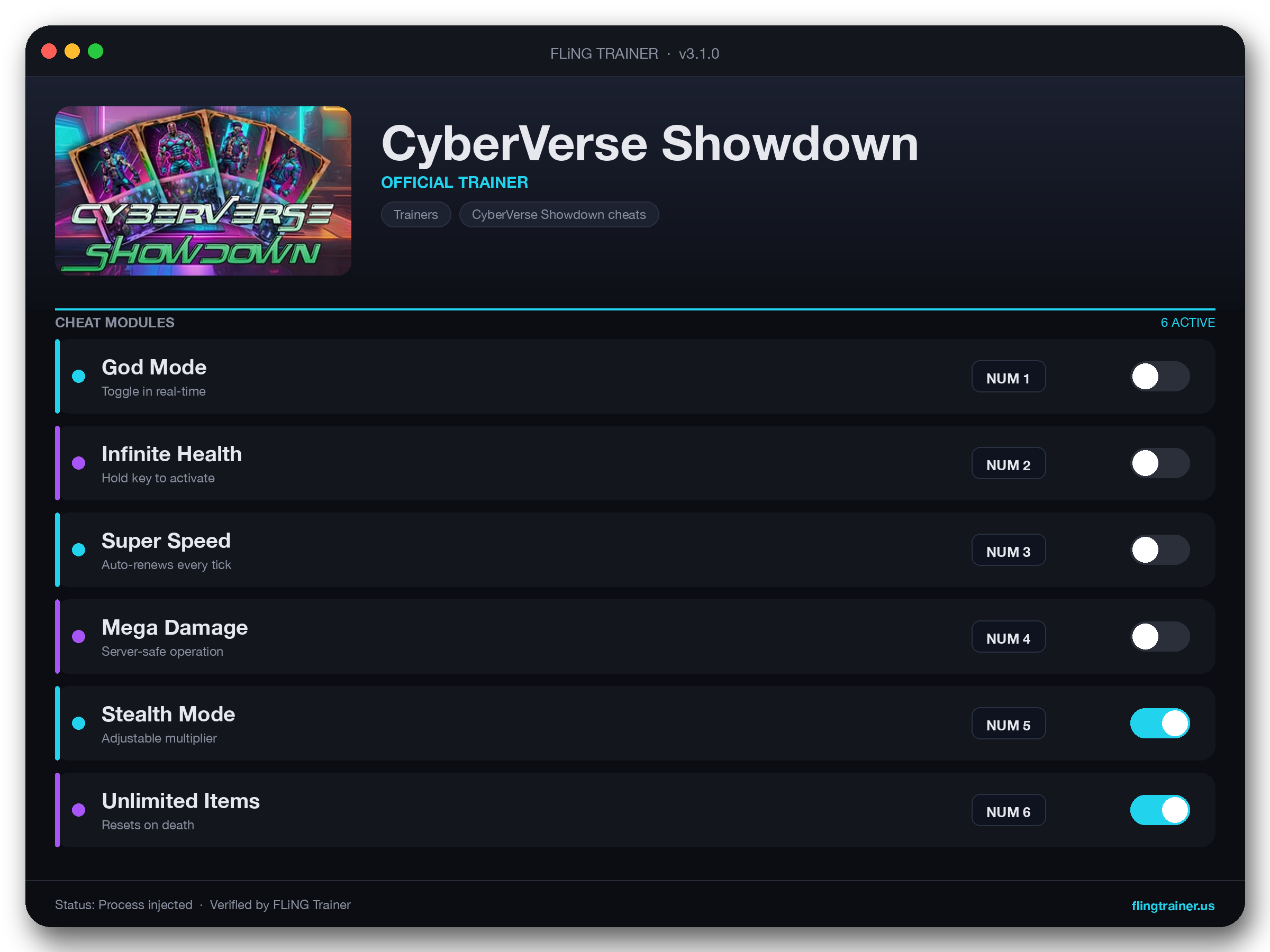 CyberVerse Showdown Trainer interface