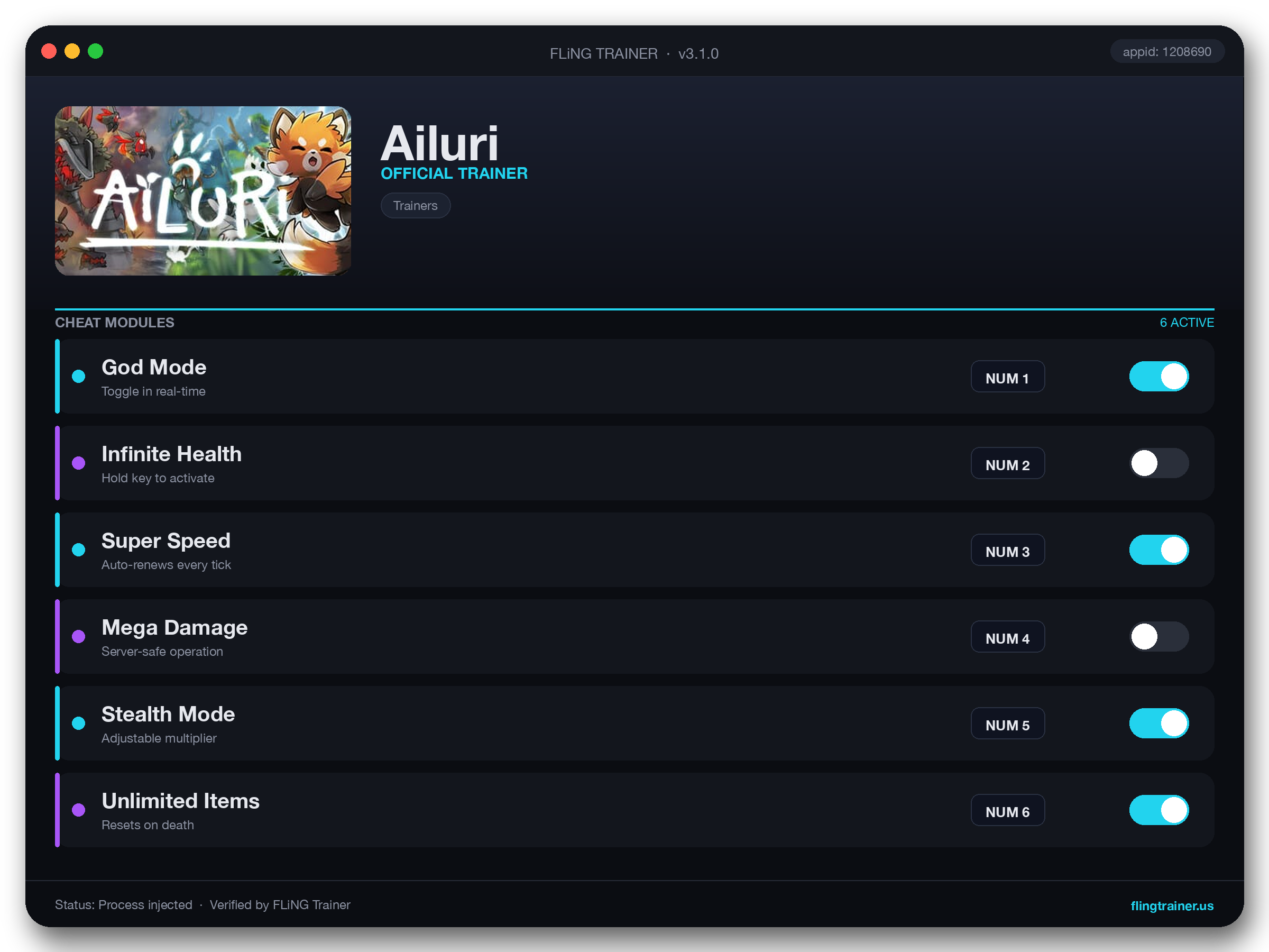 Ailuri Trainer interface