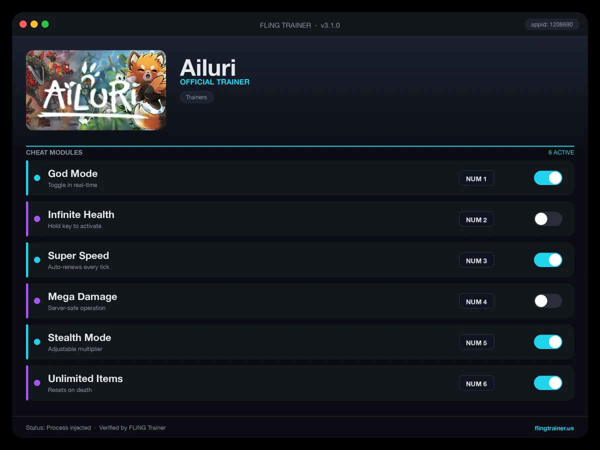 Ailuri Trainer interface