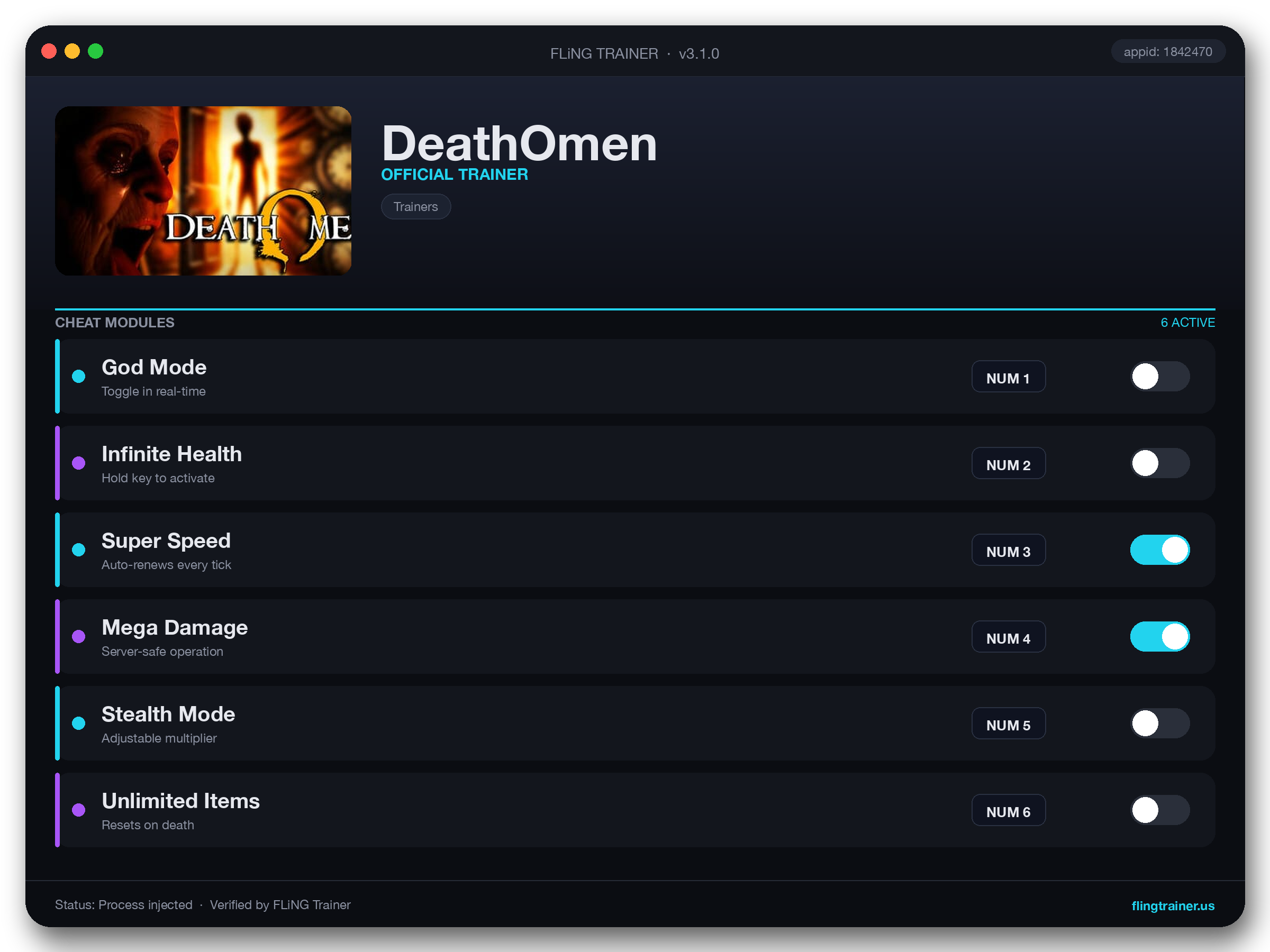 DeathOmen Trainer interface