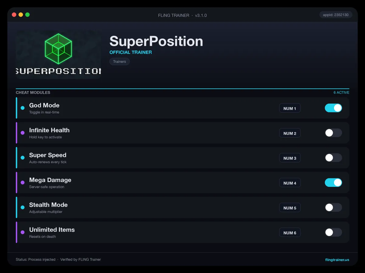 SuperPosition Trainer interface