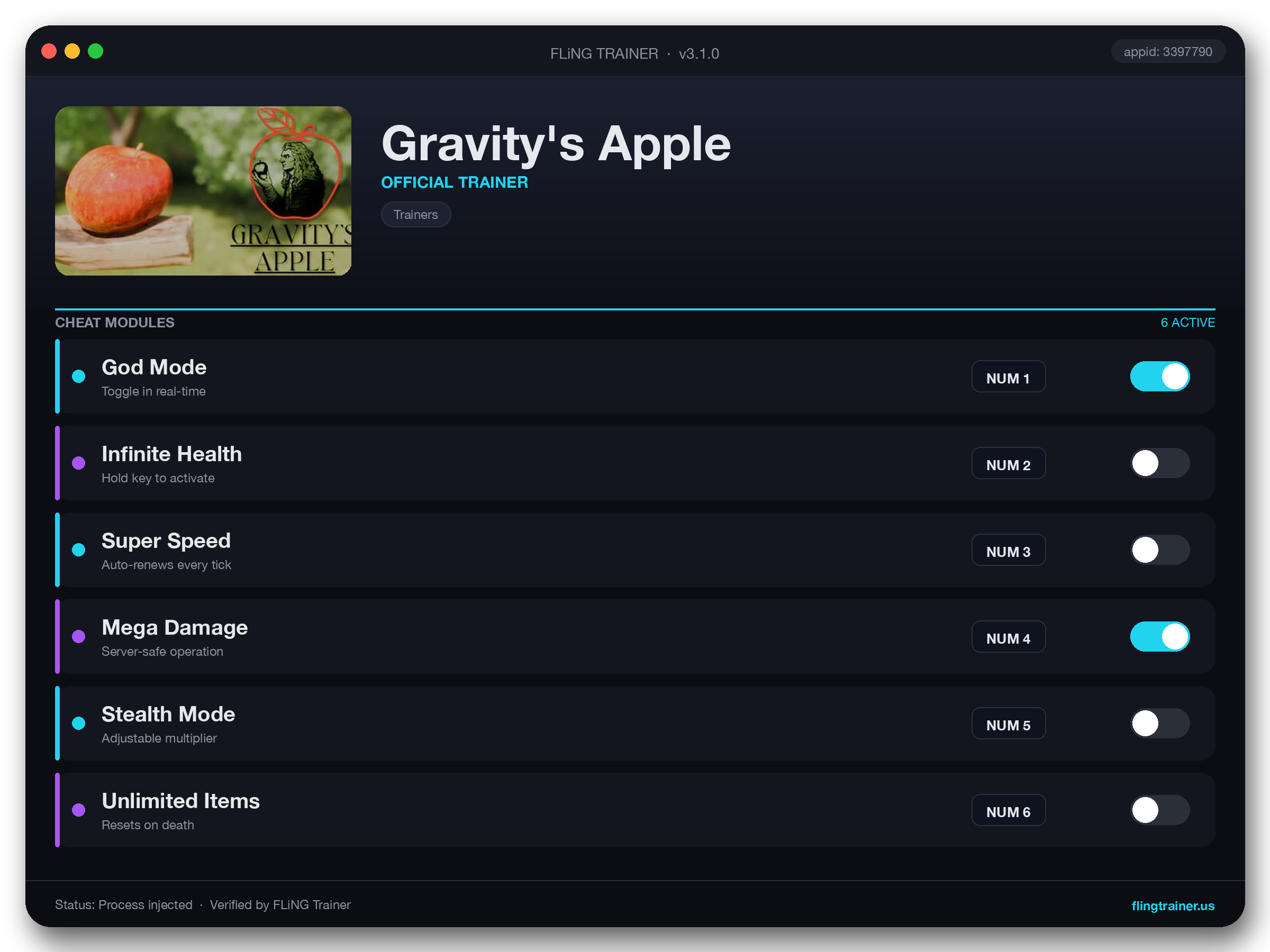 Gravity's Apple Trainer interface