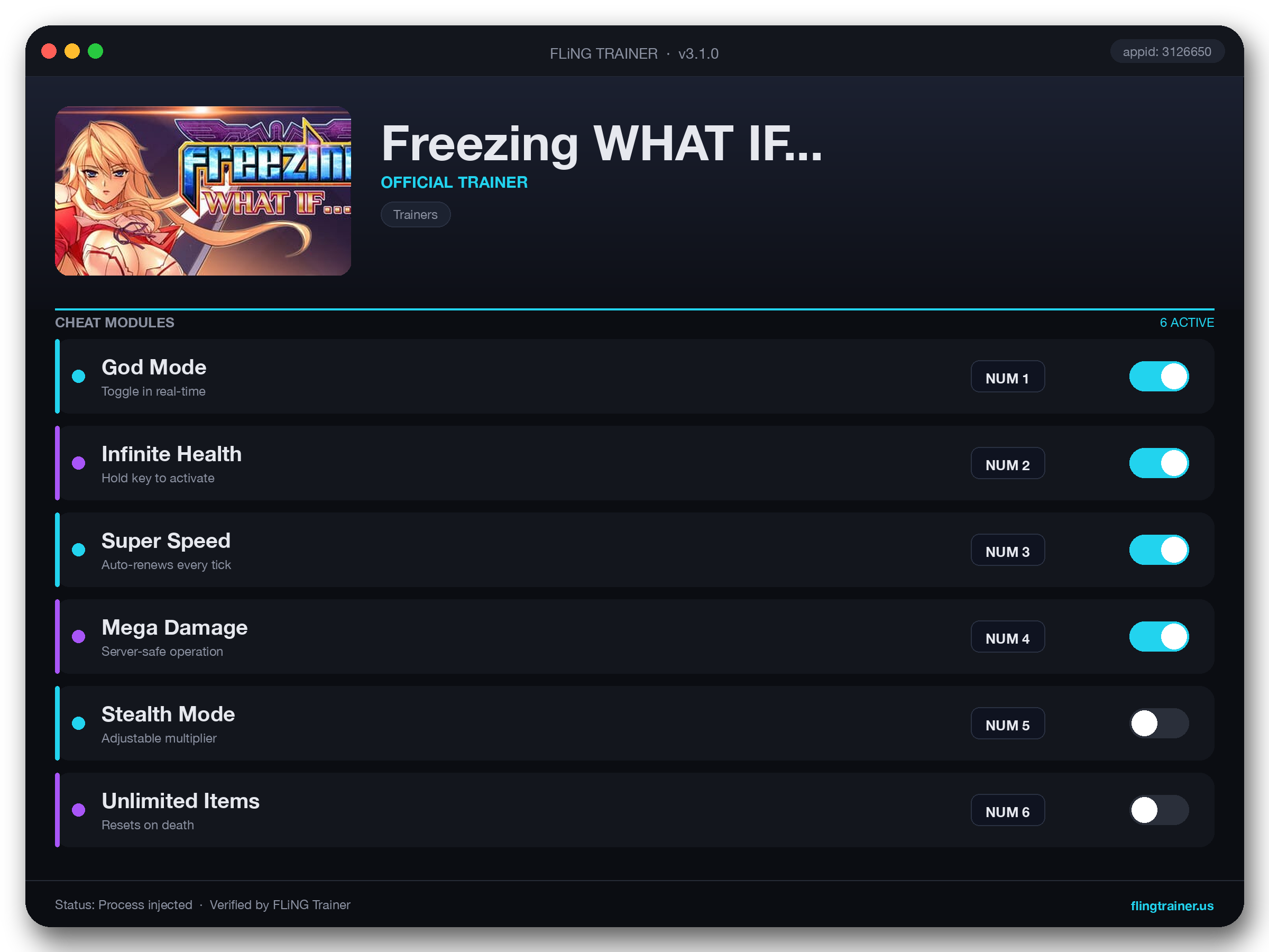 Freezing WHAT IF... Trainer interface