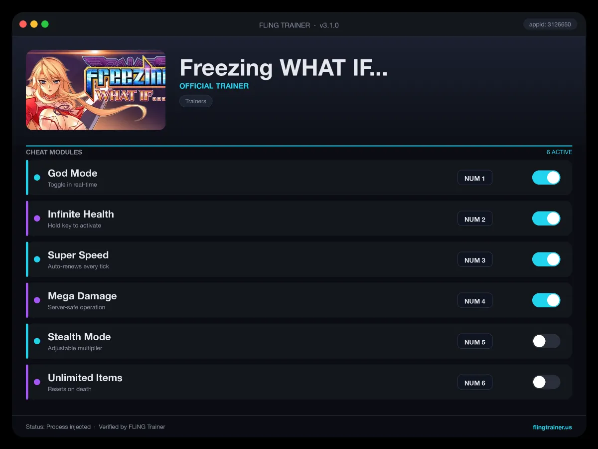 Freezing WHAT IF... Trainer interface