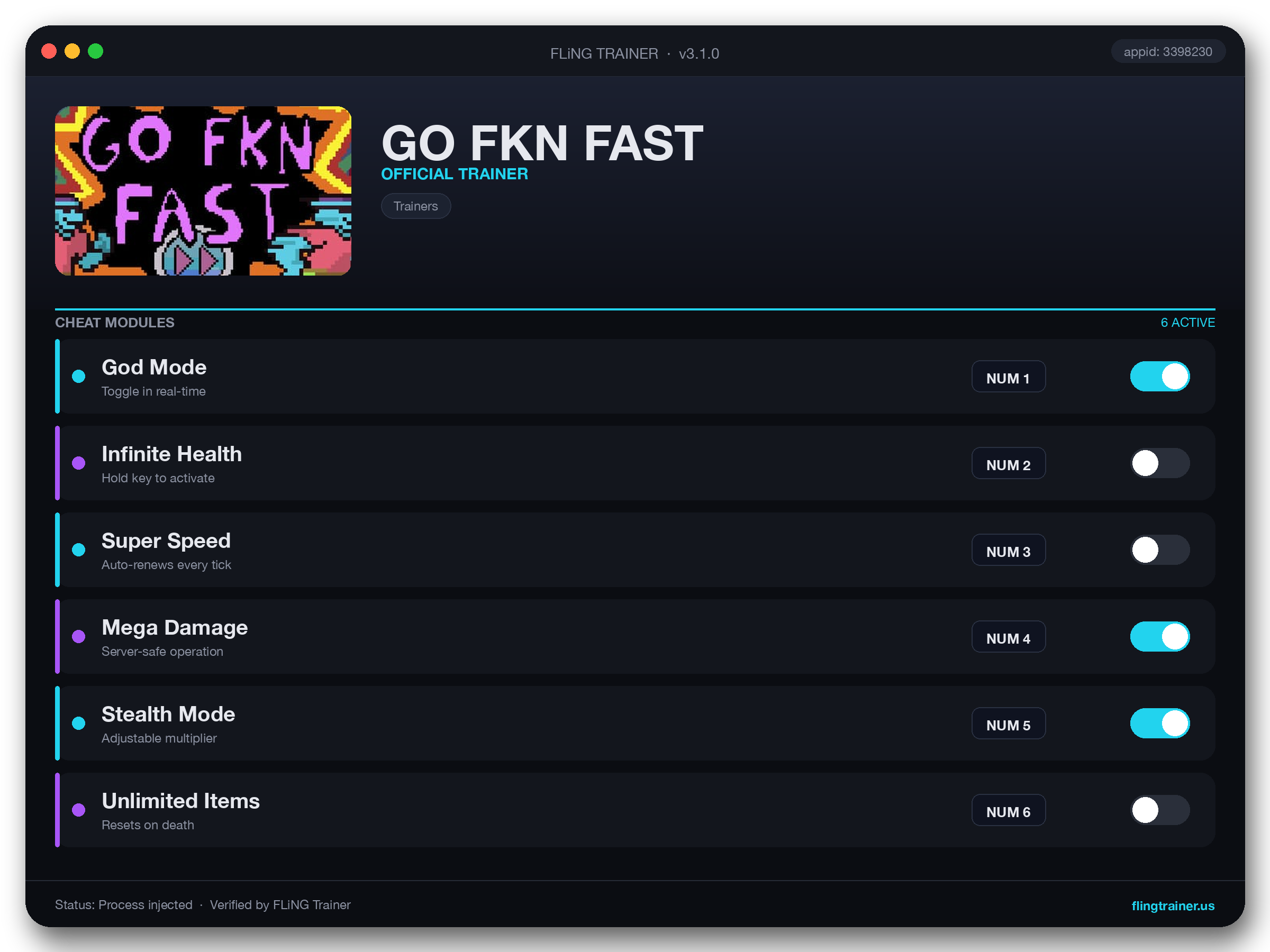 GO FKN FAST Trainer interface