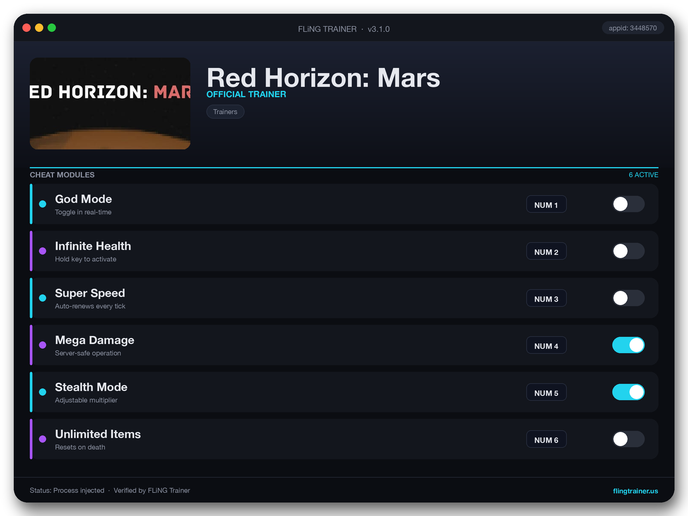 Red Horizon: Mars Trainer interface