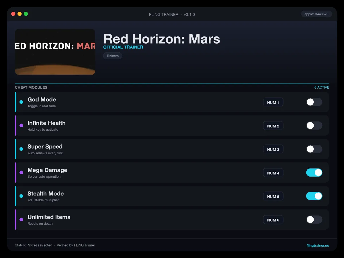 Red Horizon: Mars Trainer interface