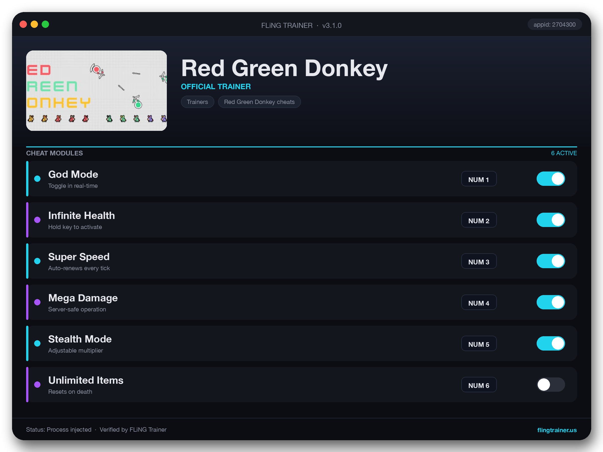 Red Green Donkey Trainer interface