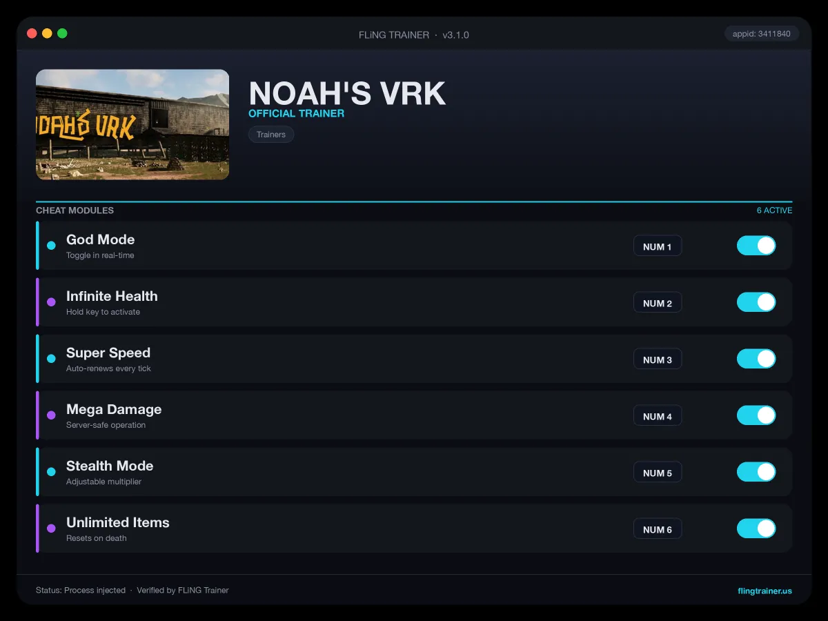 NOAH'S VRK Trainer interface