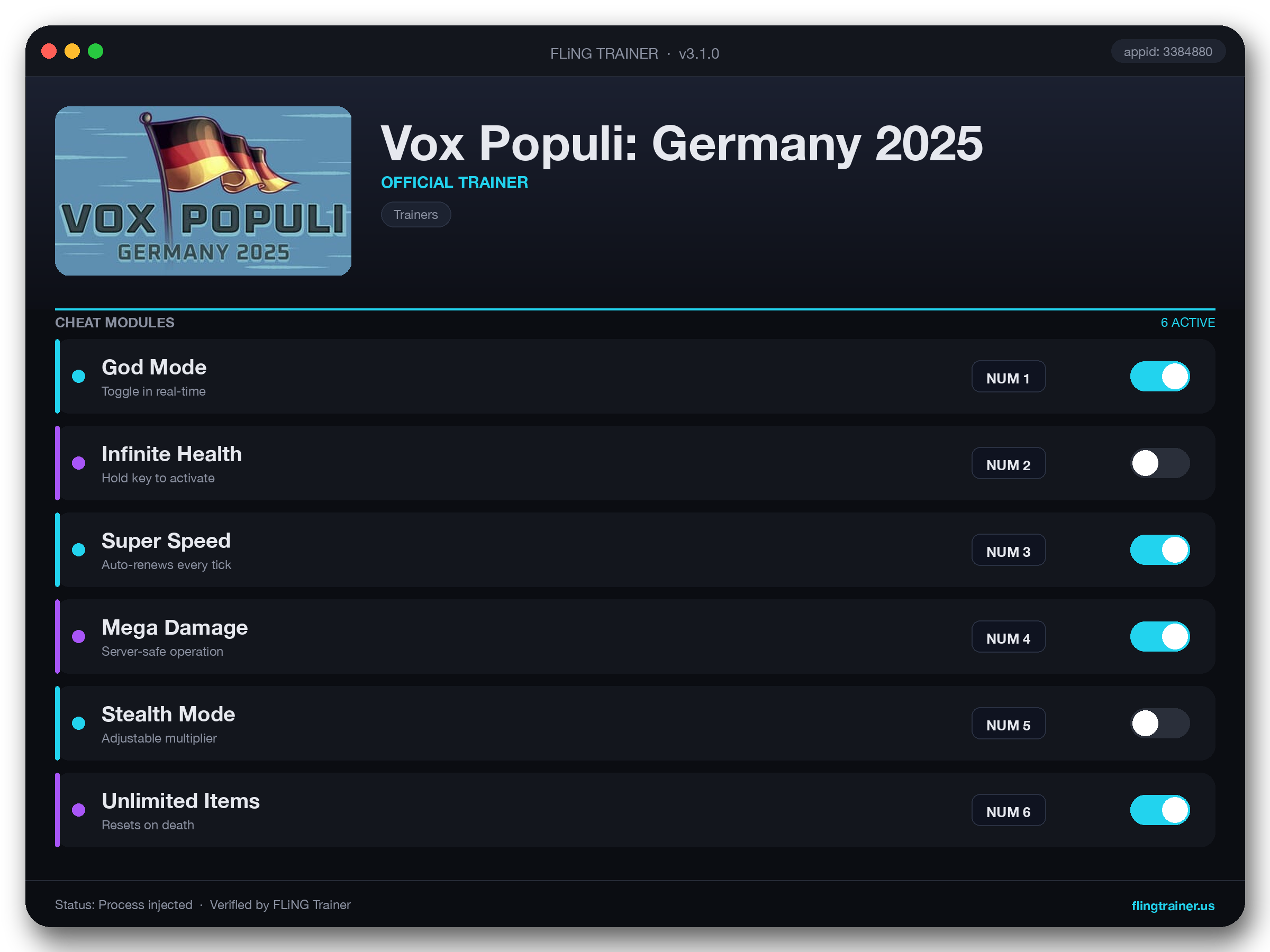 Vox Populi: Germany 2025 Trainer interface