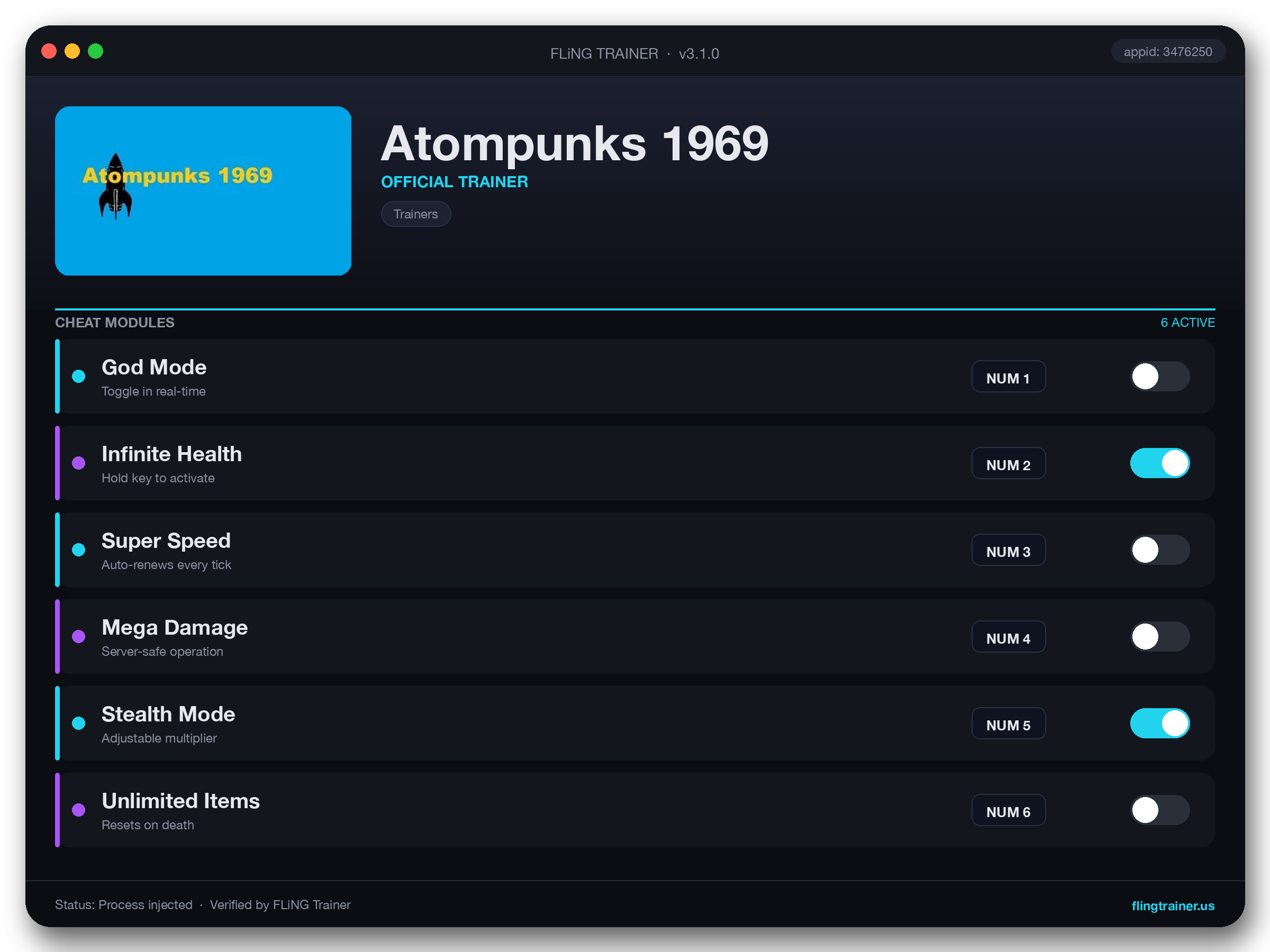 Atompunks 1969 Trainer interface