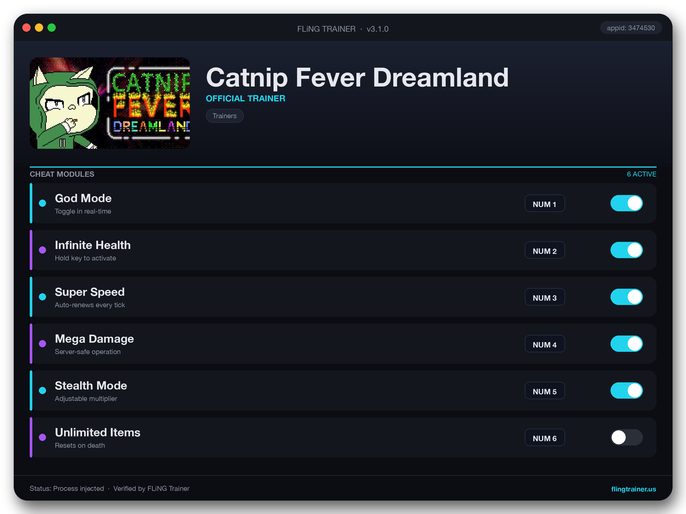 Catnip Fever Dreamland Trainer interface