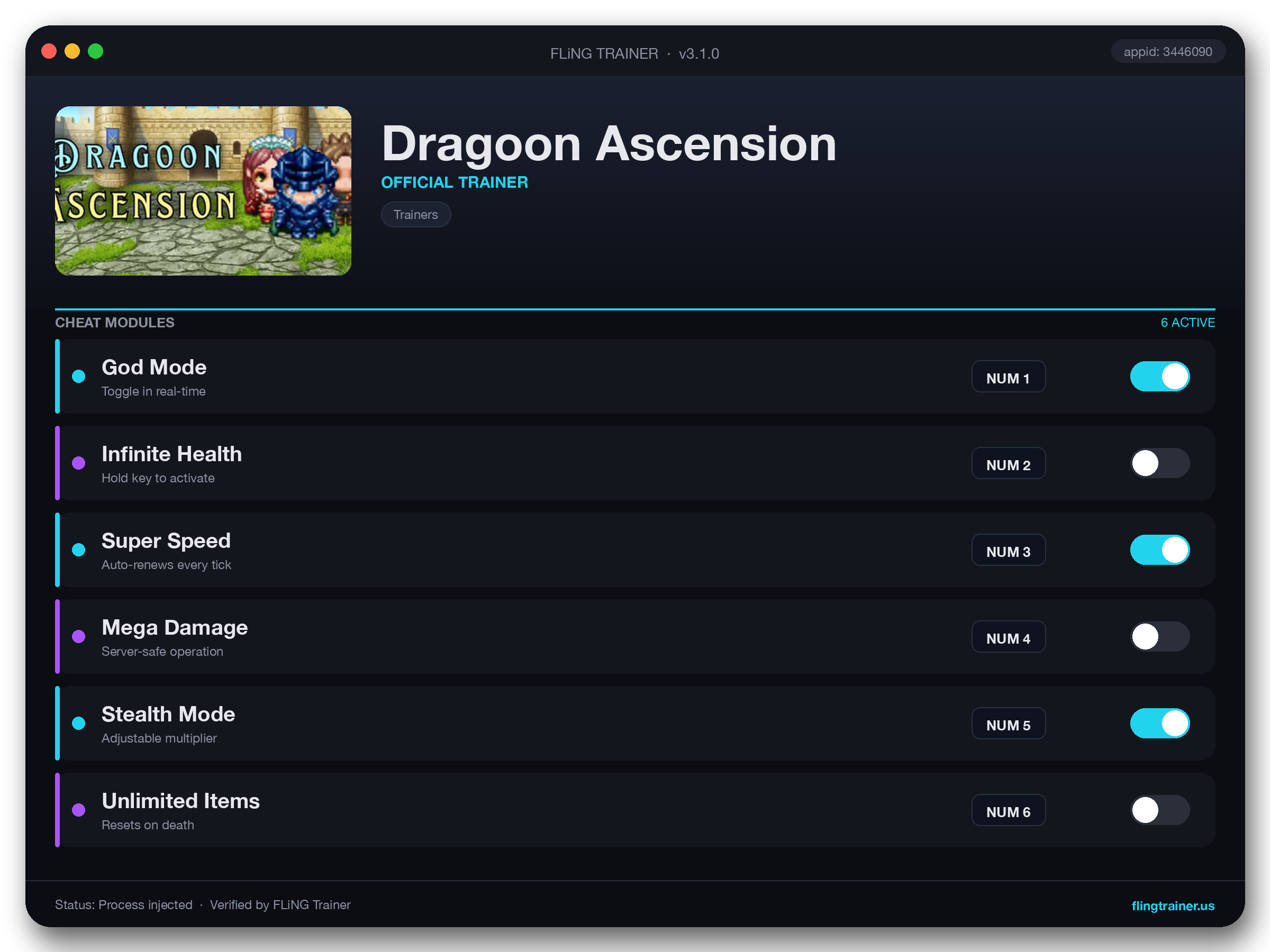 Dragoon Ascension Trainer interface