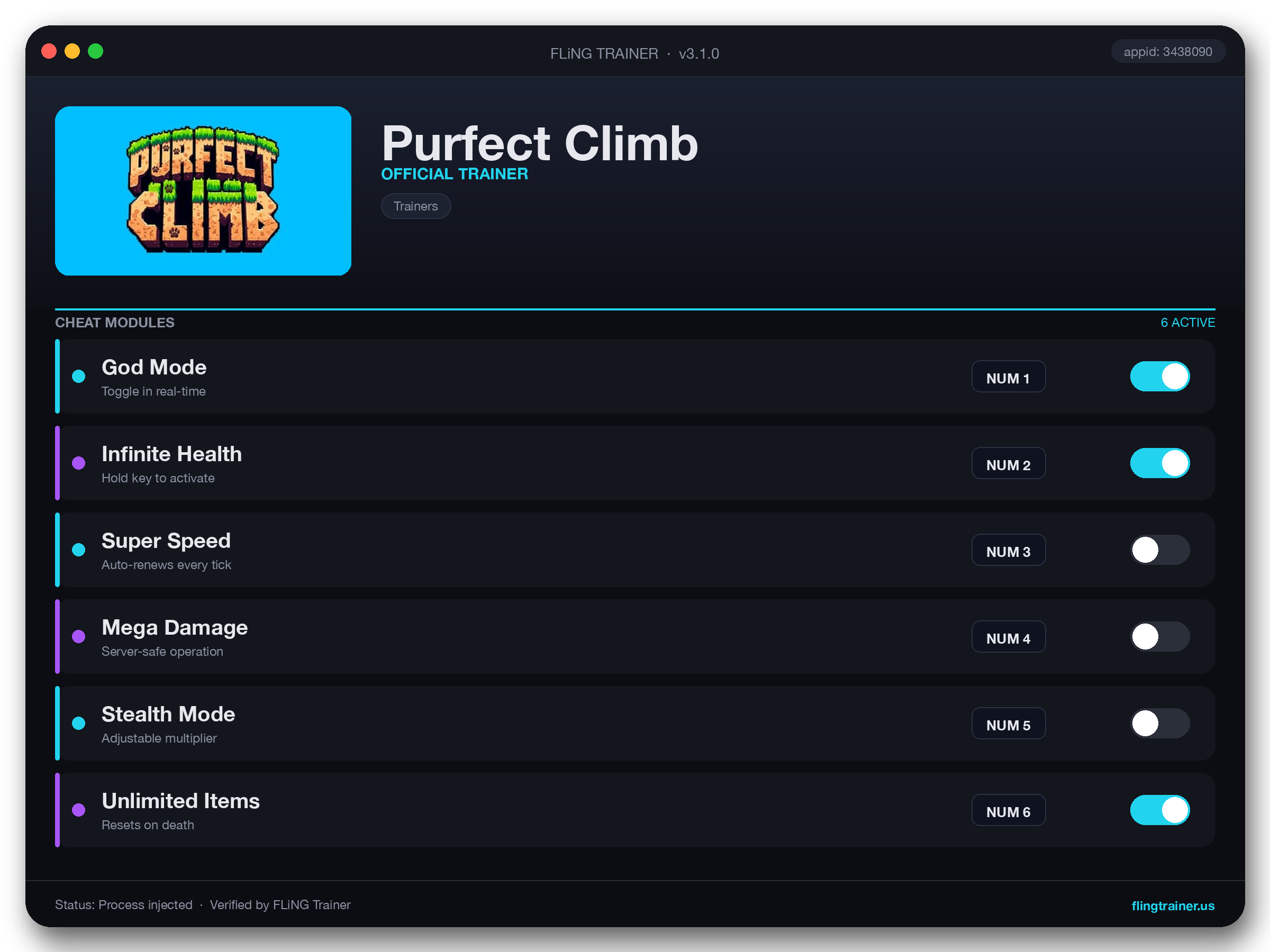 Purfect Climb Trainer interface