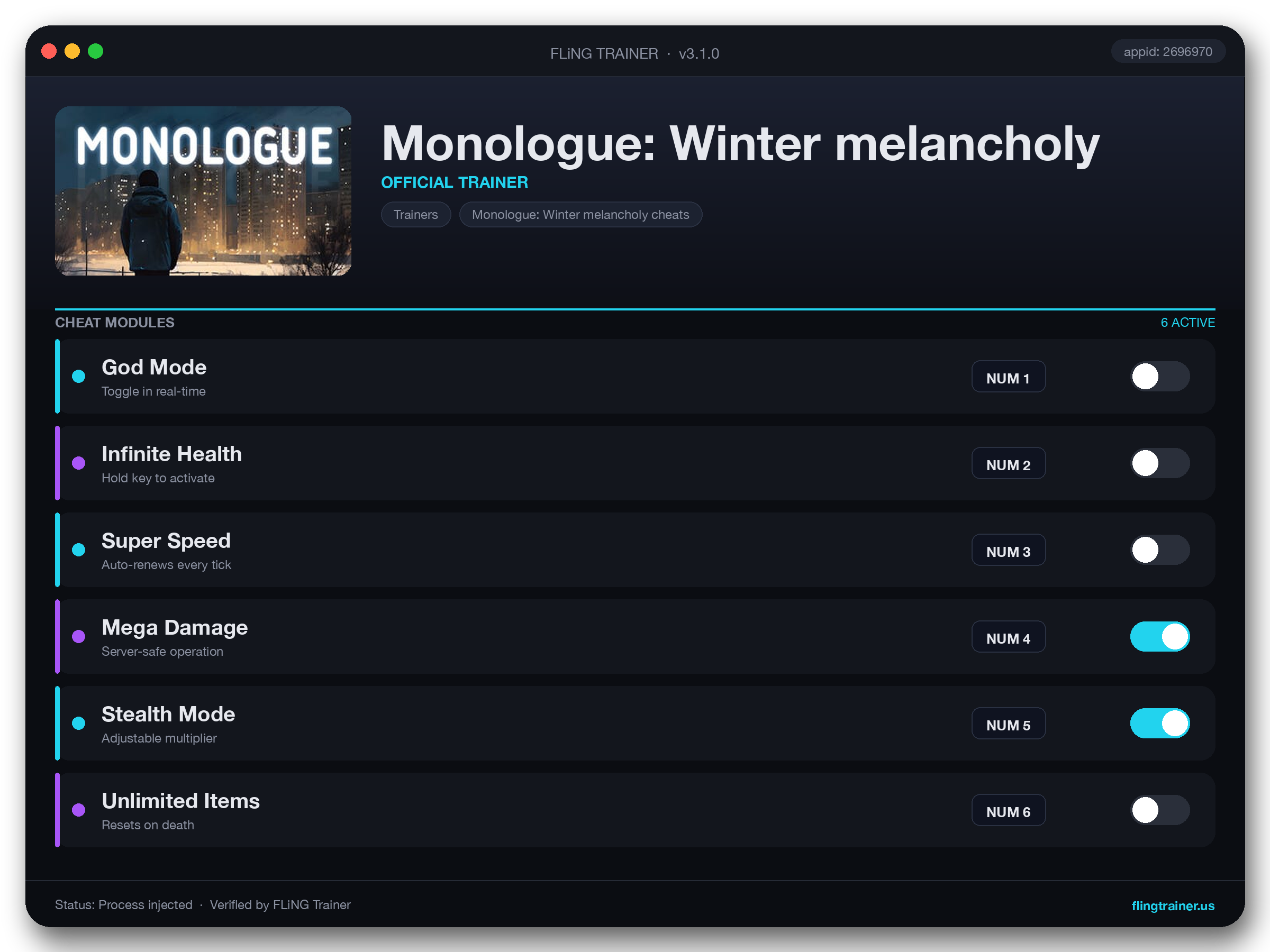 Monologue: Winter melancholy Trainer interface