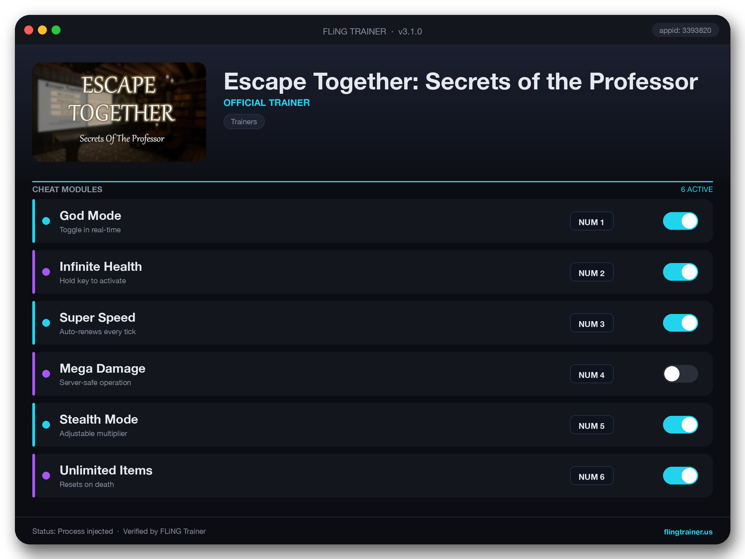 Escape Together: Secrets of the Professor Trainer interface