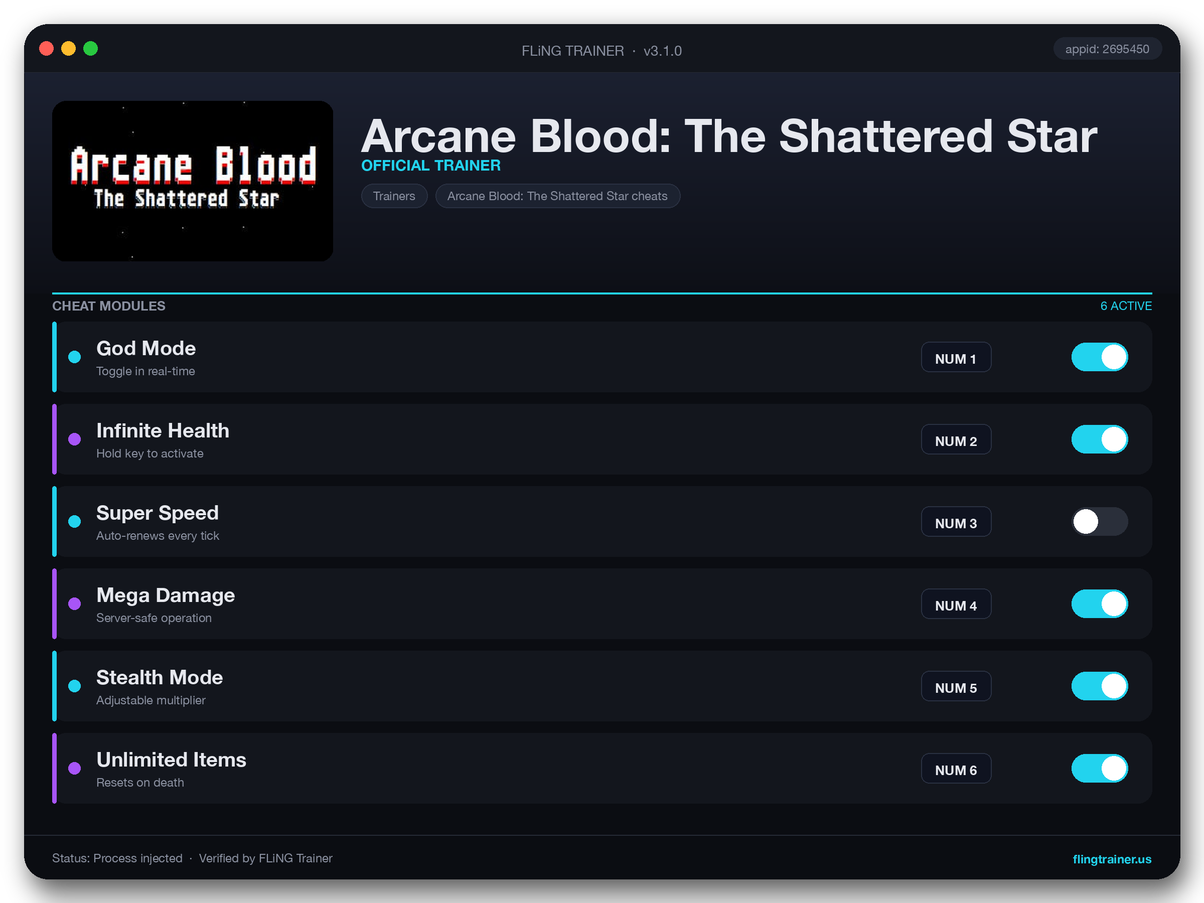 Arcane Blood: The Shattered Star Trainer interface