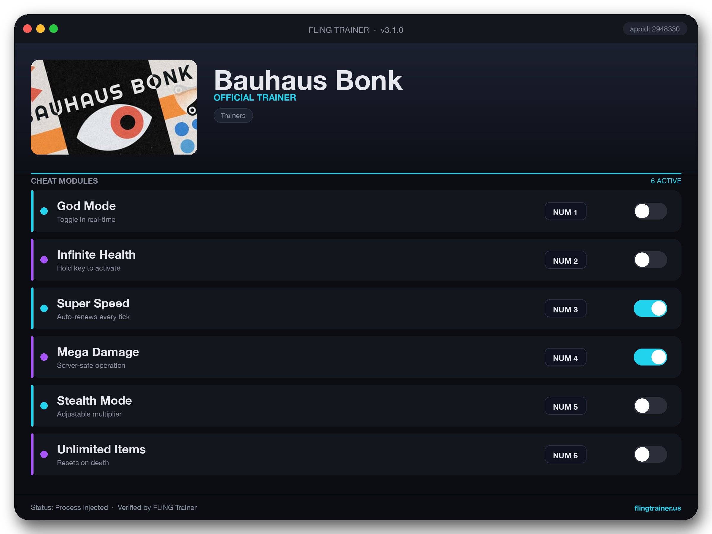 Bauhaus Bonk Trainer interface
