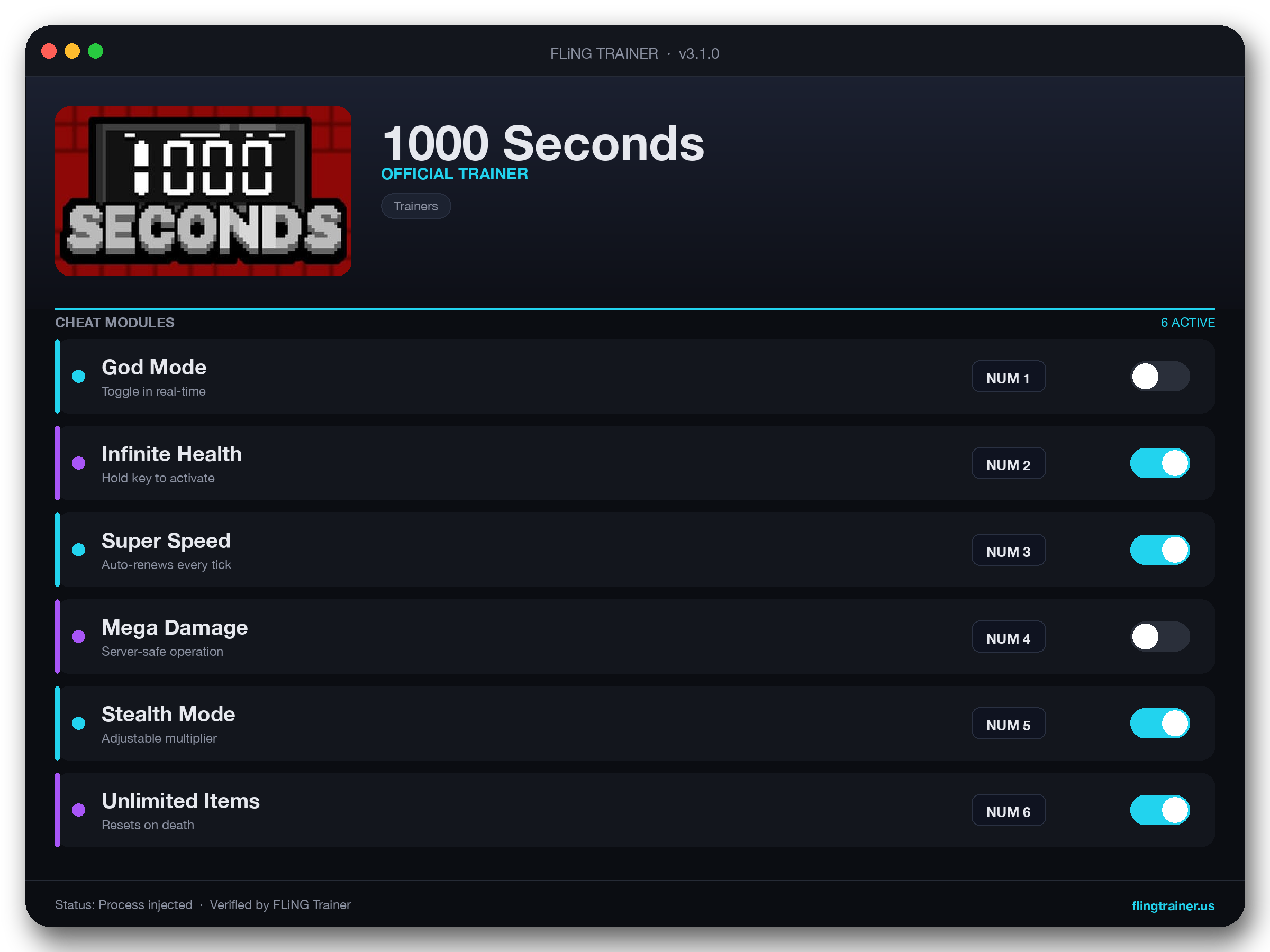 1000 Seconds Trainer interface