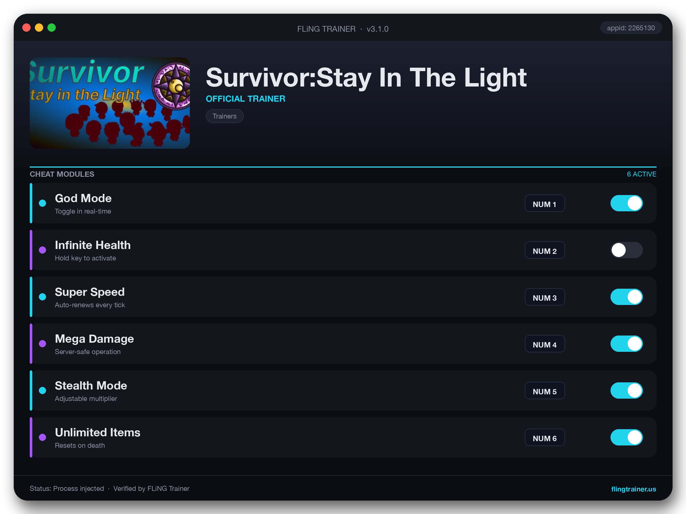Survivor:Stay In The Light Trainer interface