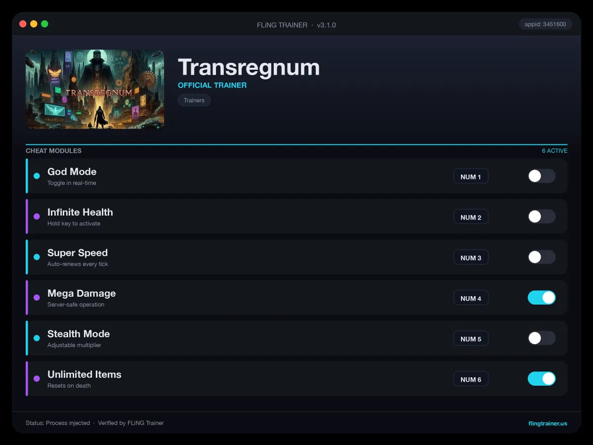Transregnum Trainer interface