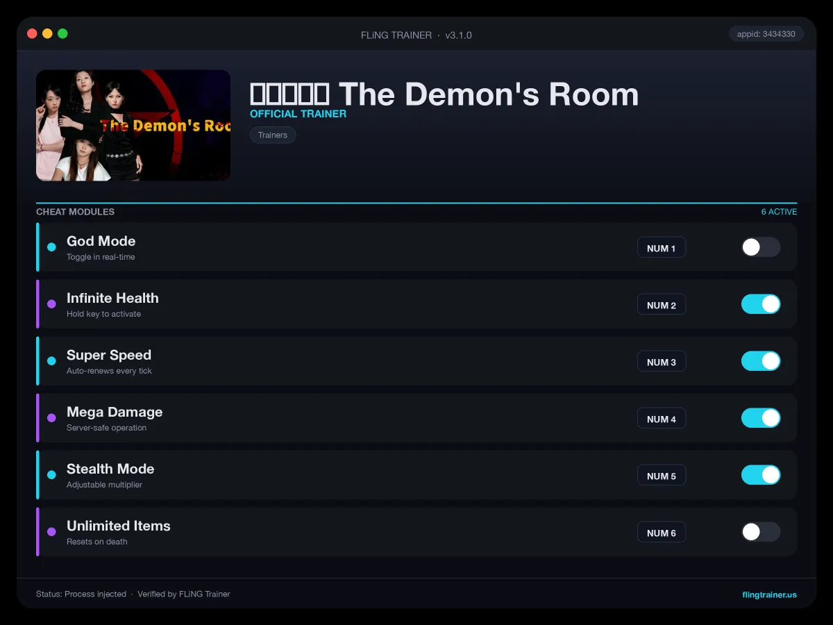 恶魔的房间 The Demon's Room Trainer interface