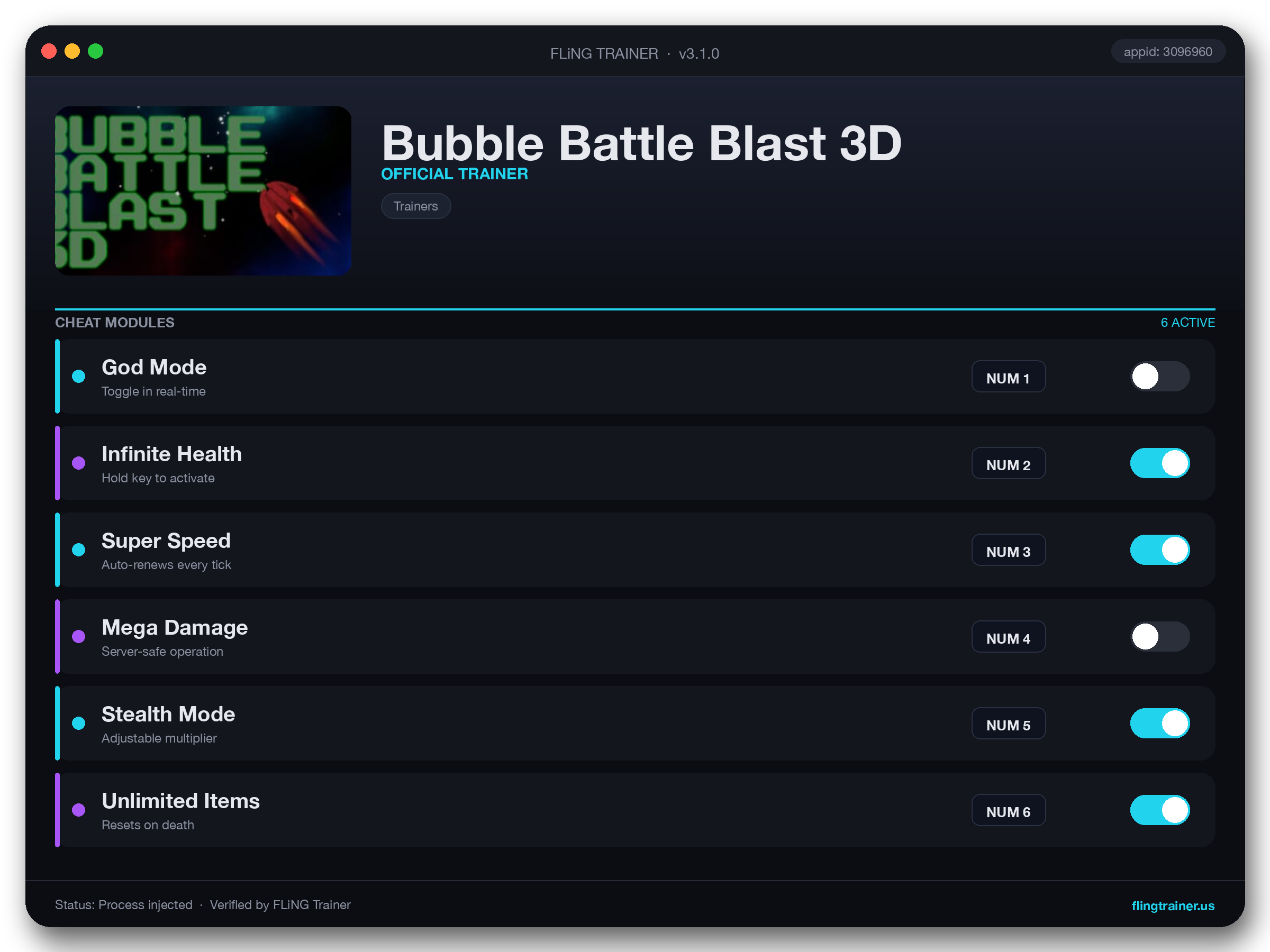 Bubble Battle Blast 3D Trainer interface